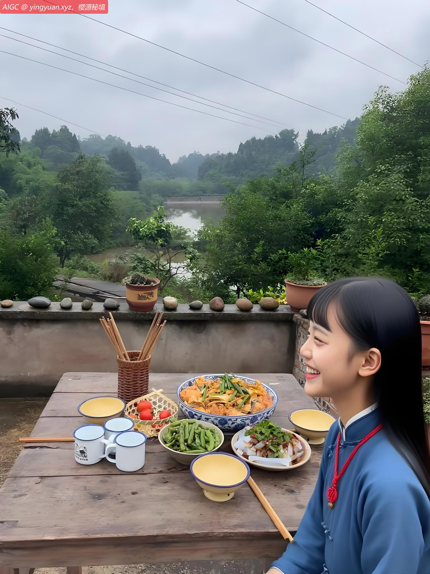 等爹娘收工回来。