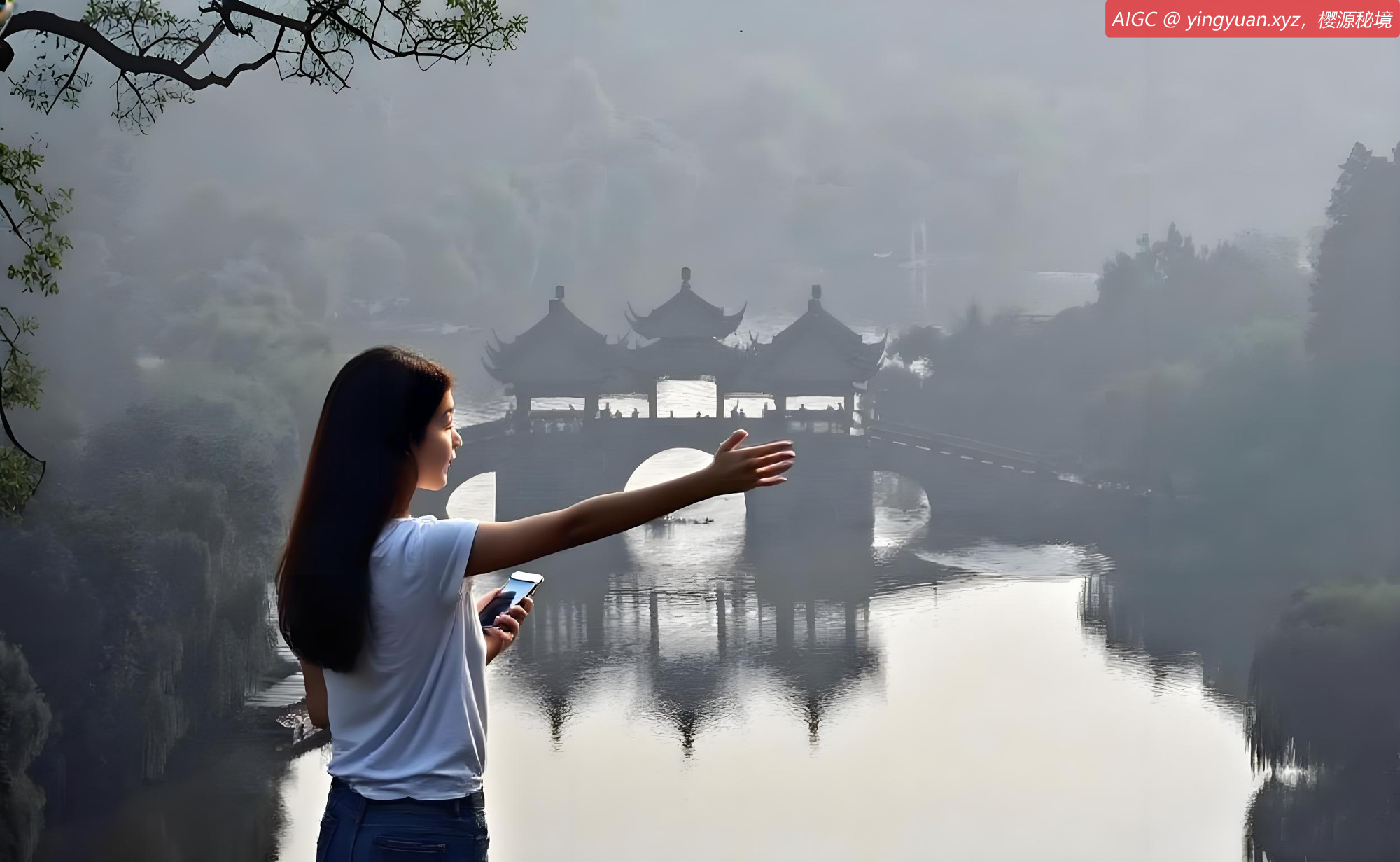 瘦西湖风景区云雾缭绕