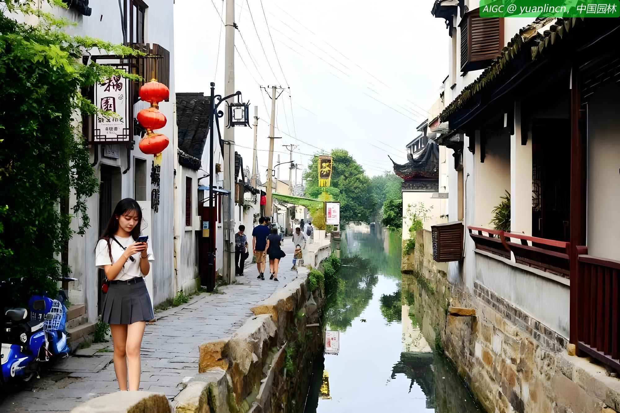 青石小径蜿蜒，白墙黛瓦错落。