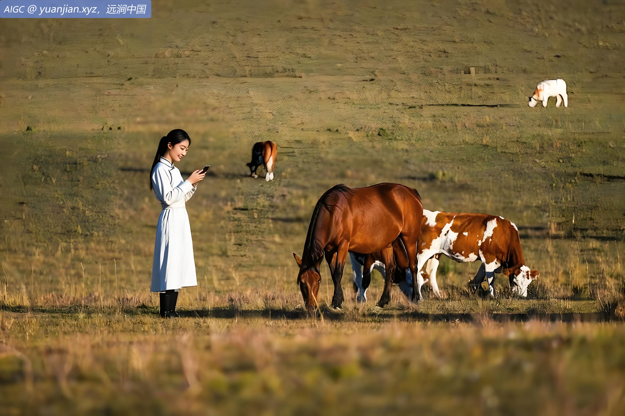 内蒙古扎鲁特草原秋草渐黄，一片苍茫壮阔