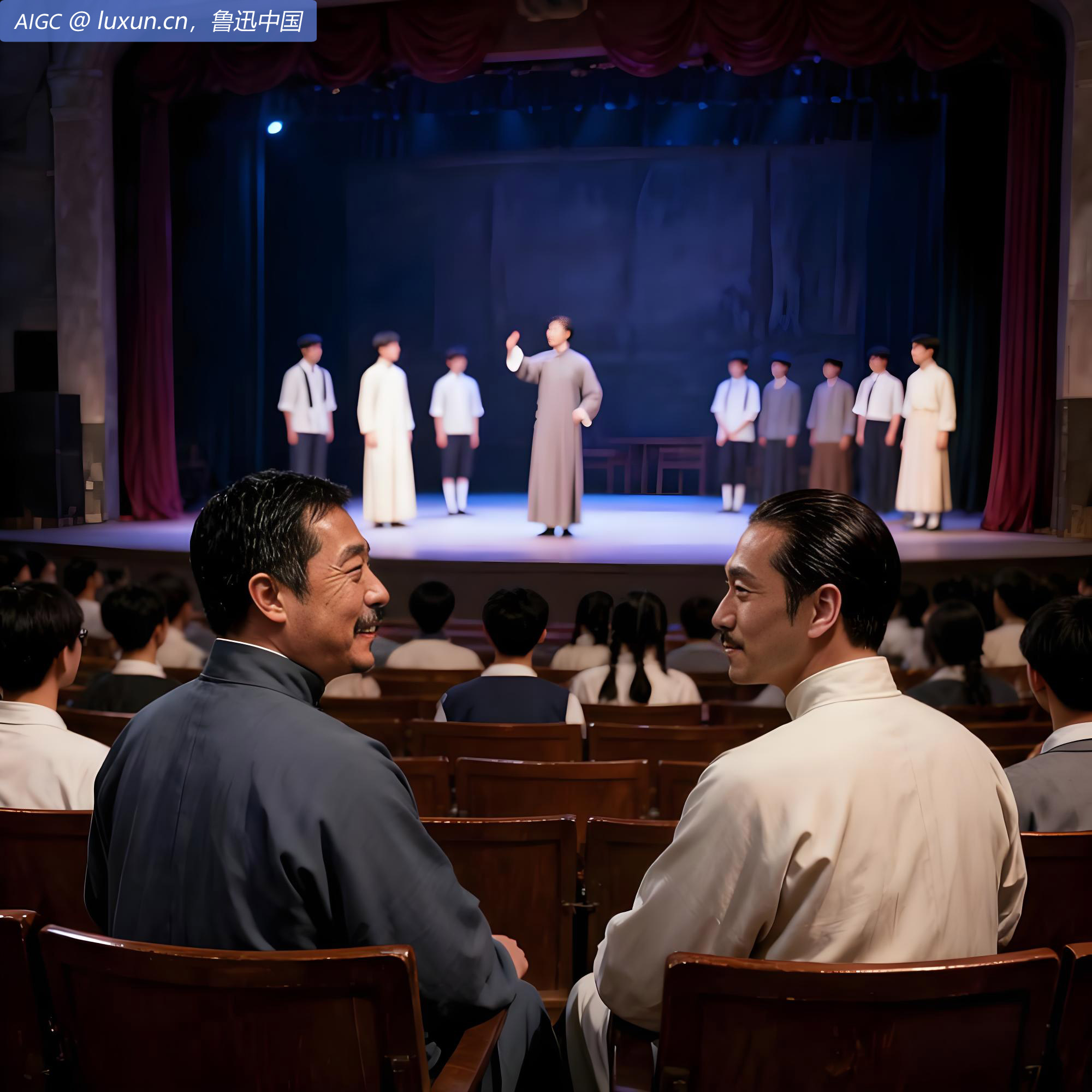 晚与二弟同至第一舞台观学生演剧