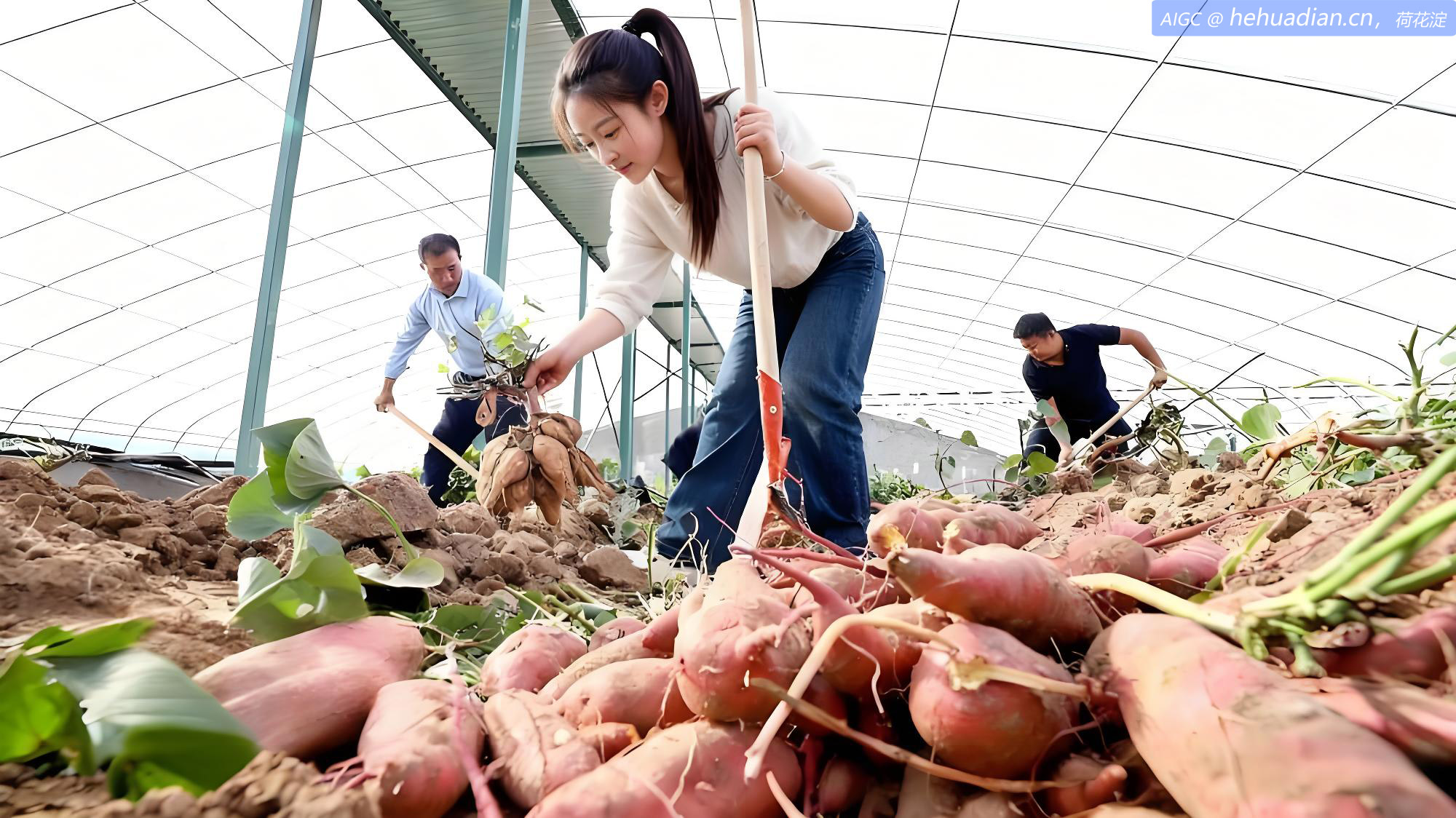 甘肃省张掖市平川镇三二村蜜薯喜获丰收
