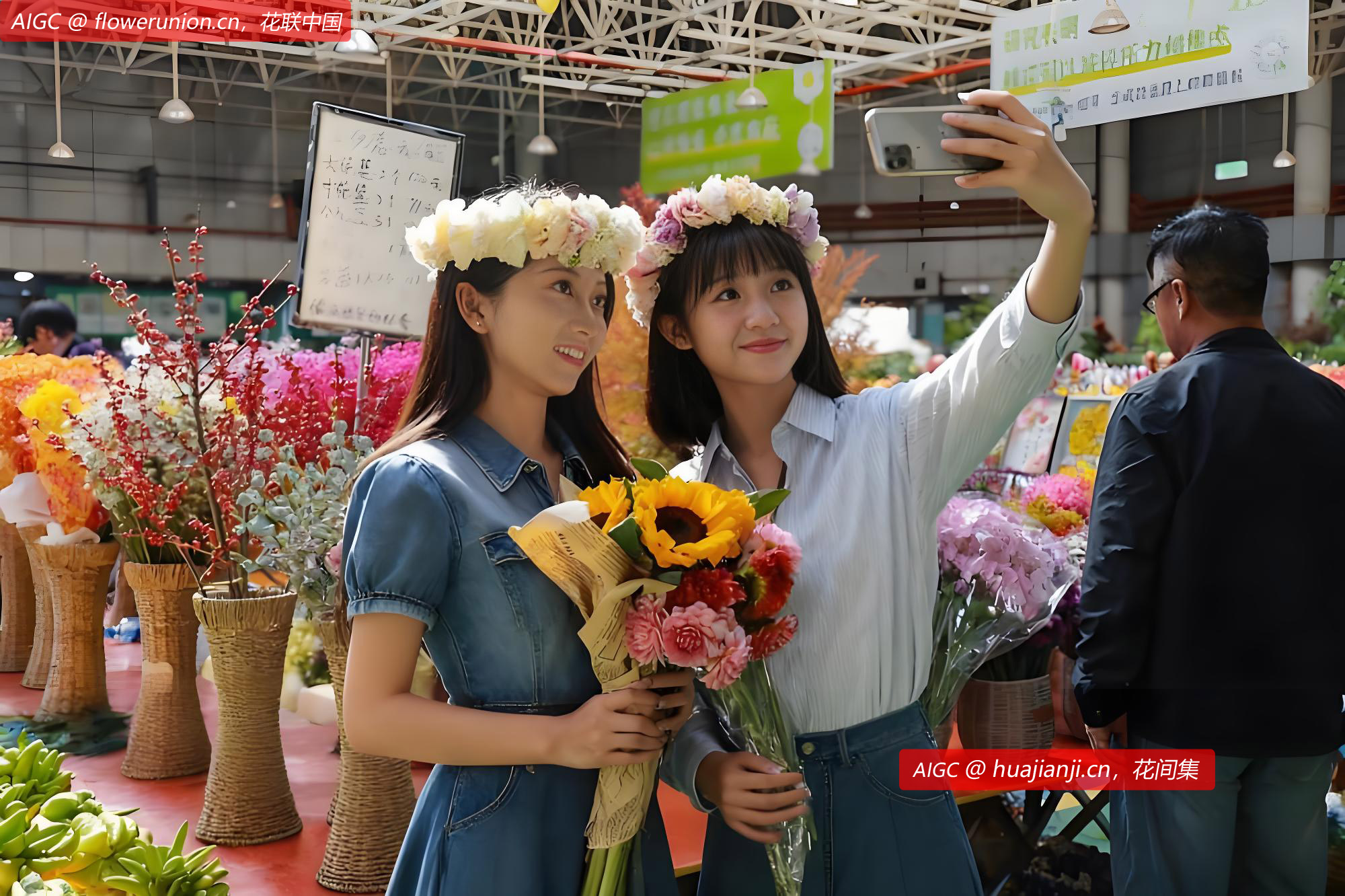 昆明斗南花卉市场人头攒动，热闹非凡