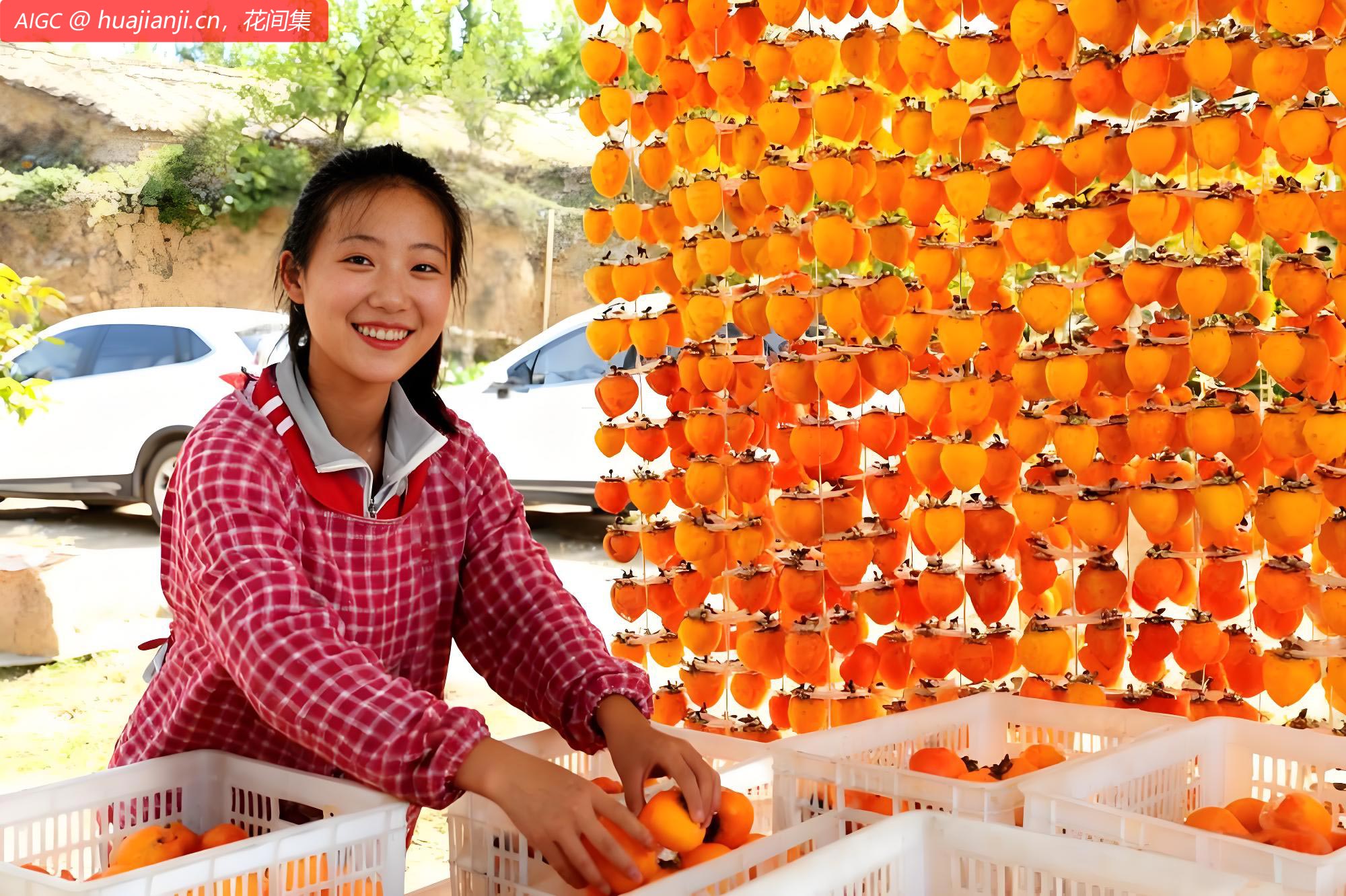 金秋时节，富平县马家坡的柿子成熟收获