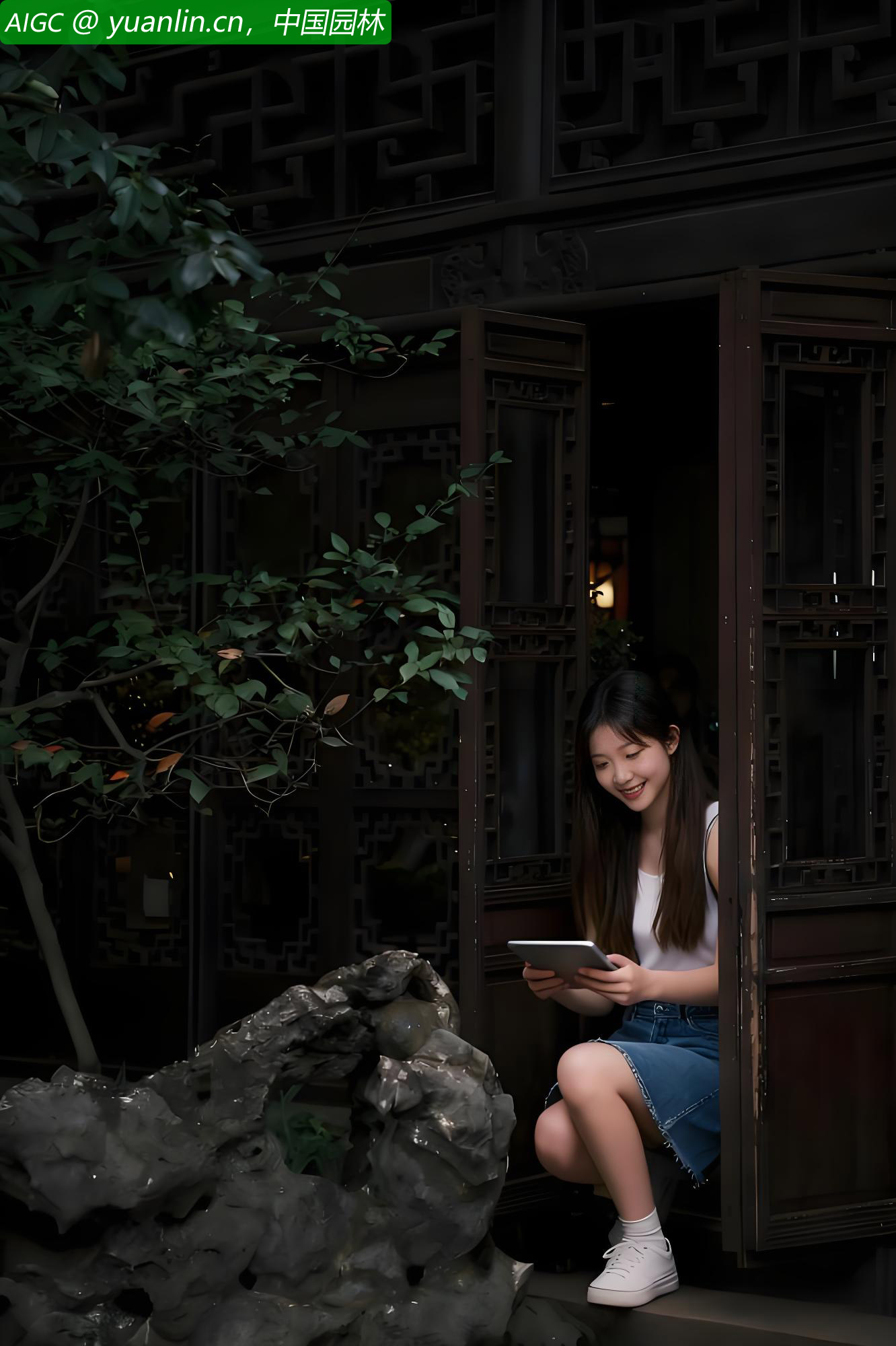 我坐在门槛上，用平板与留园对话。