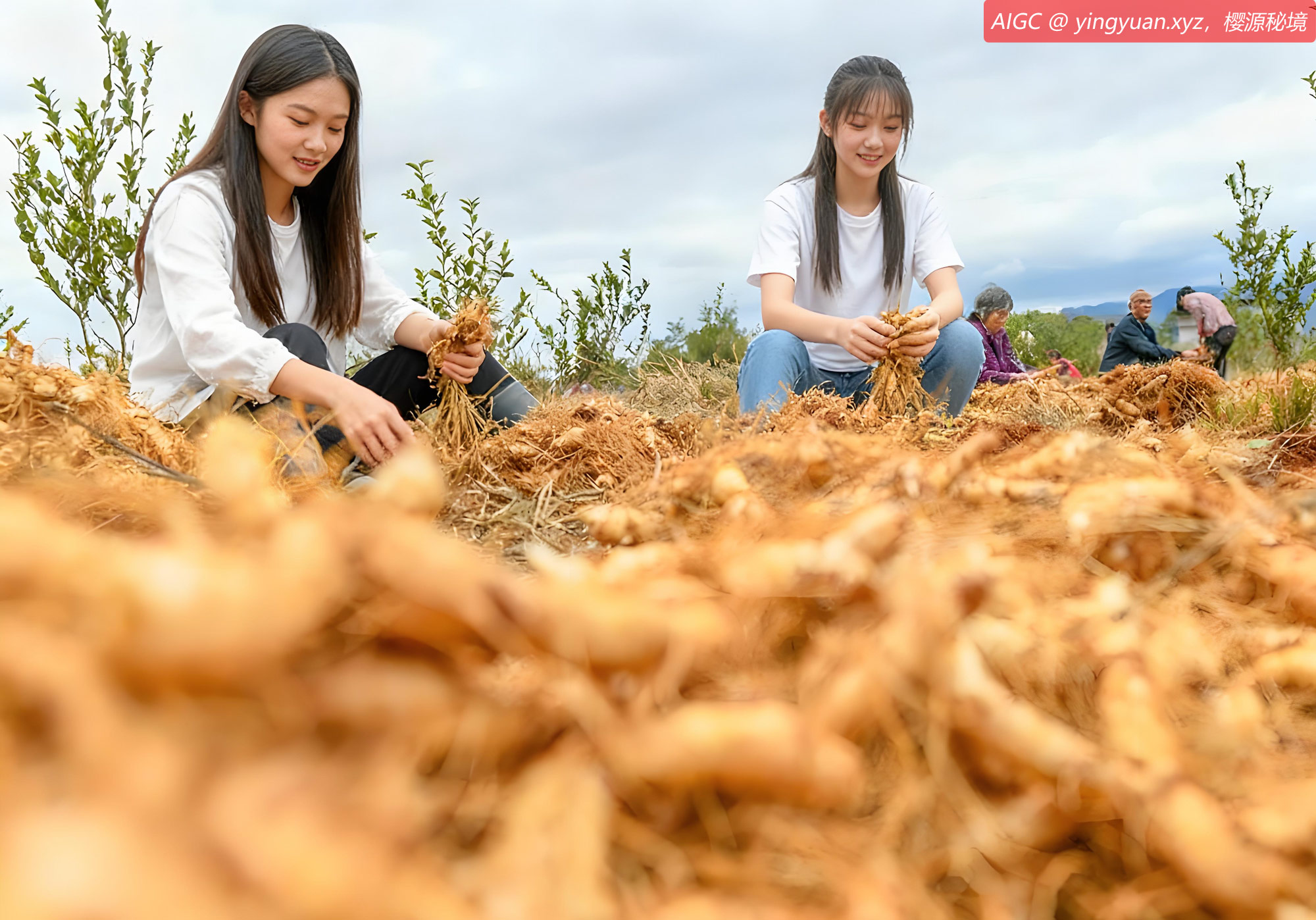 湖南永州市水源头村，村民在采收玉竹。