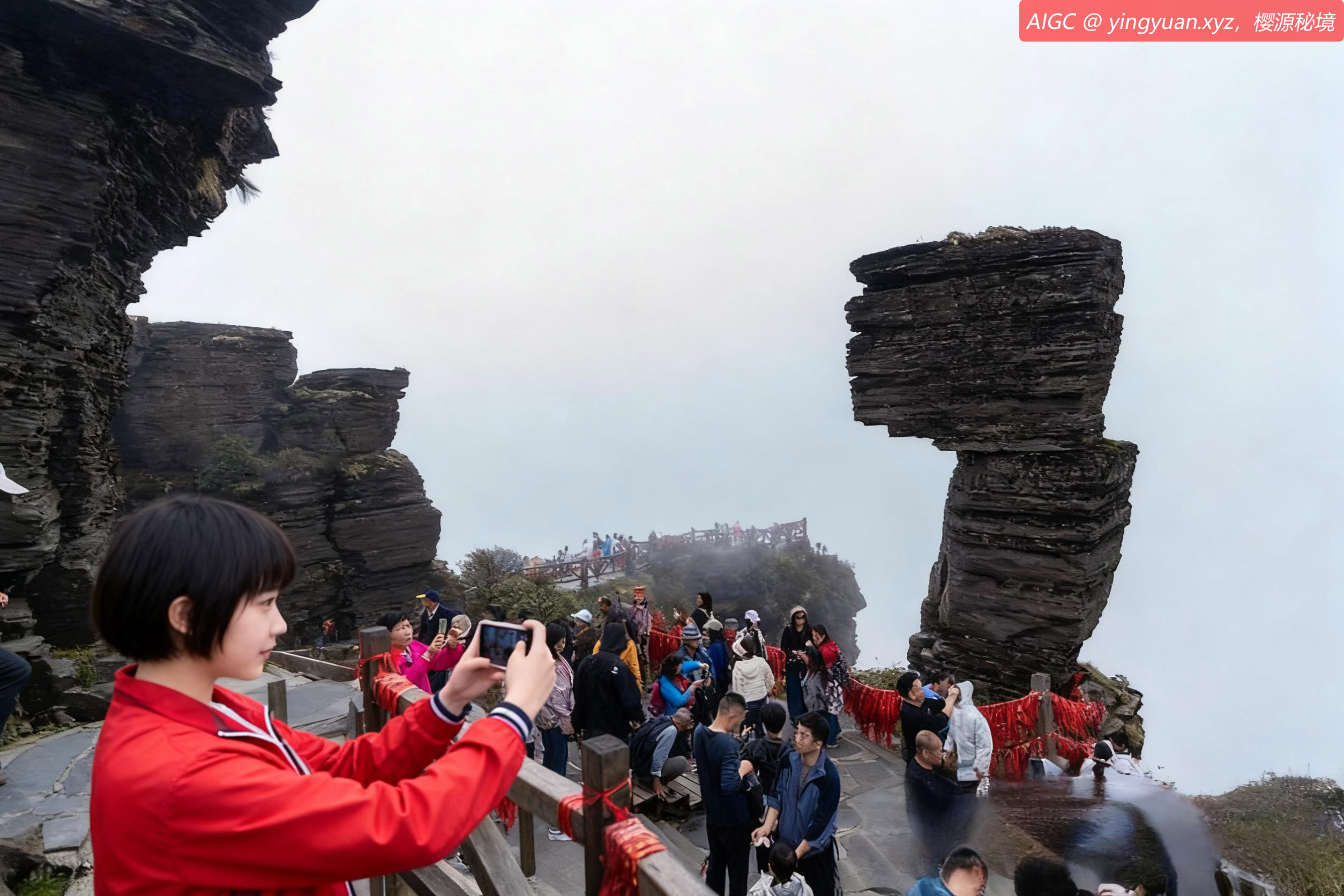 贵州铜仁，梵净山山间云雾弥漫