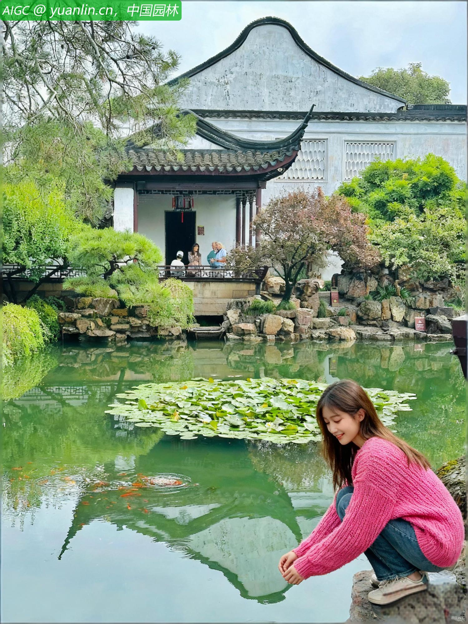 碧波之上，莲叶摇曳，锦鲤嬉戏。