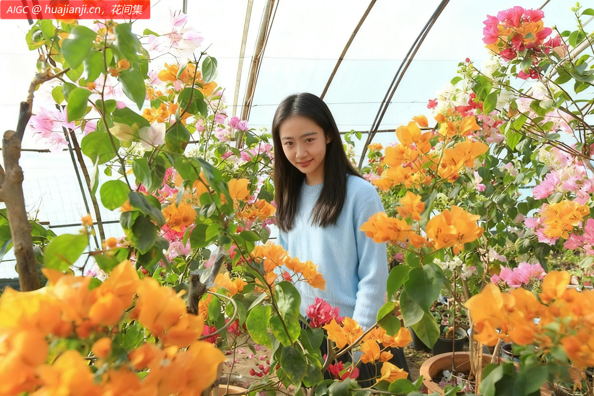 甘肃省嘉峪关市现代农业示范园，花农正忙着修剪鲜花