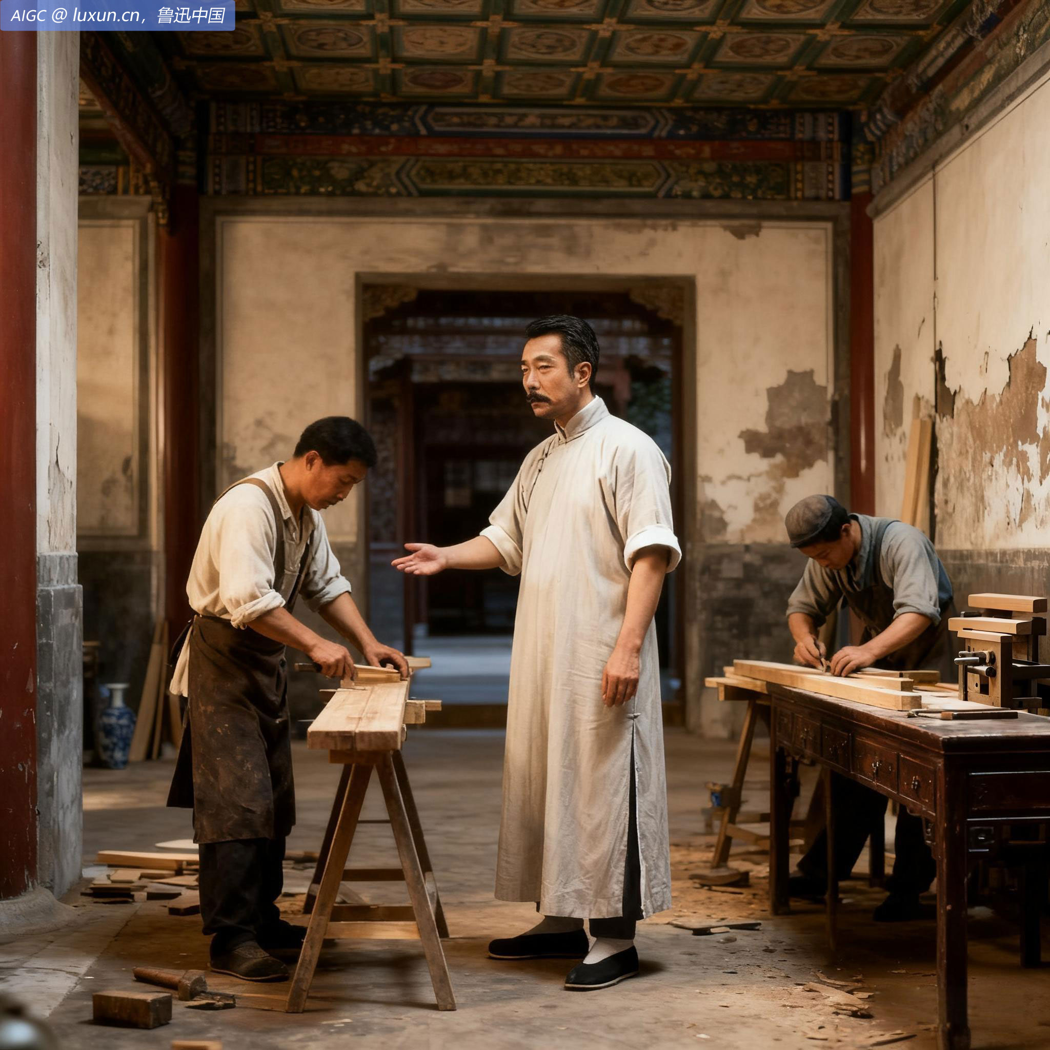 午后同齐寿山、徐吉轩及张木匠往八道弯看屋工