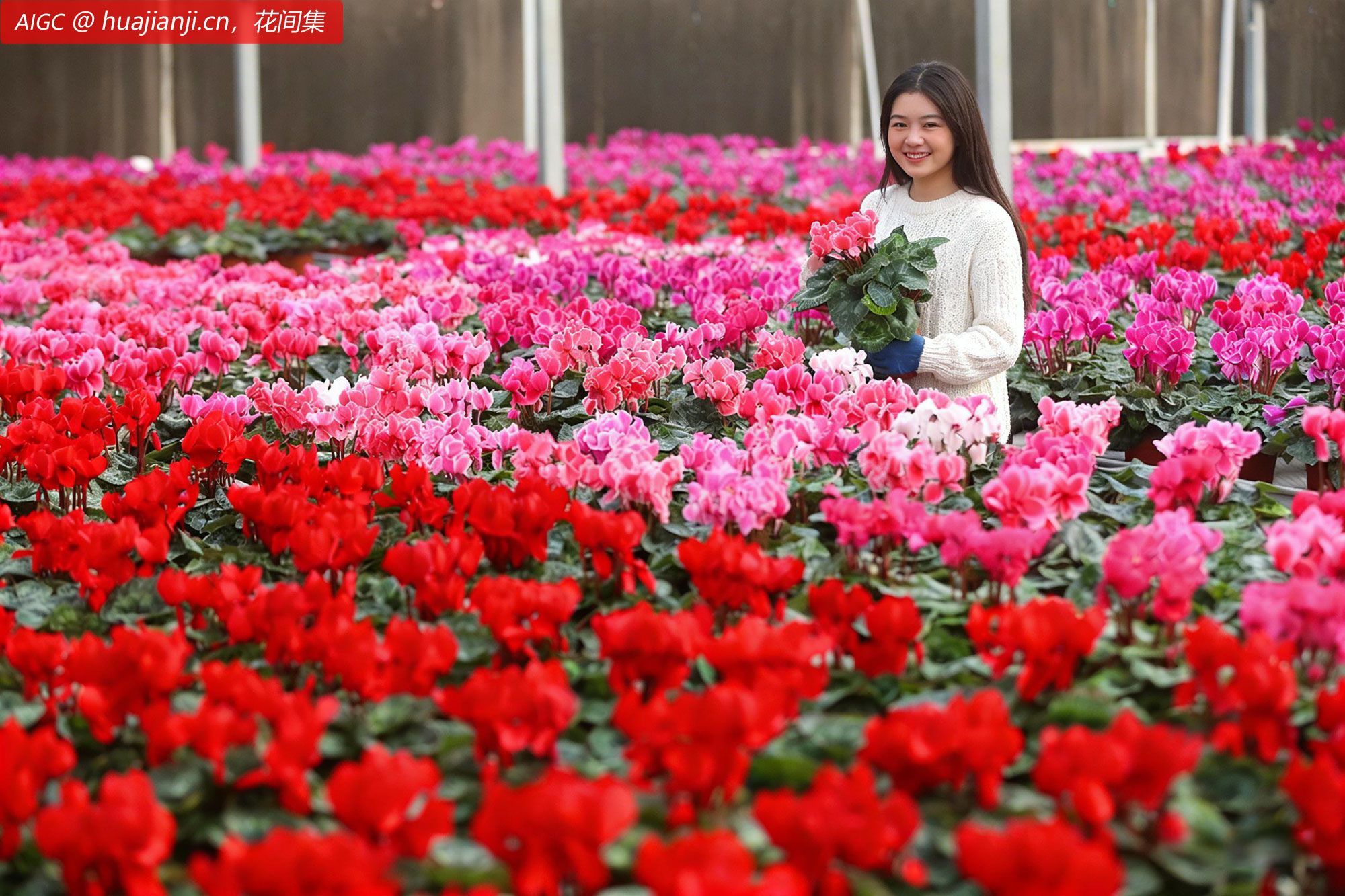 山东省青岛市绿洲花卉种植基地，批发商正在采购花卉