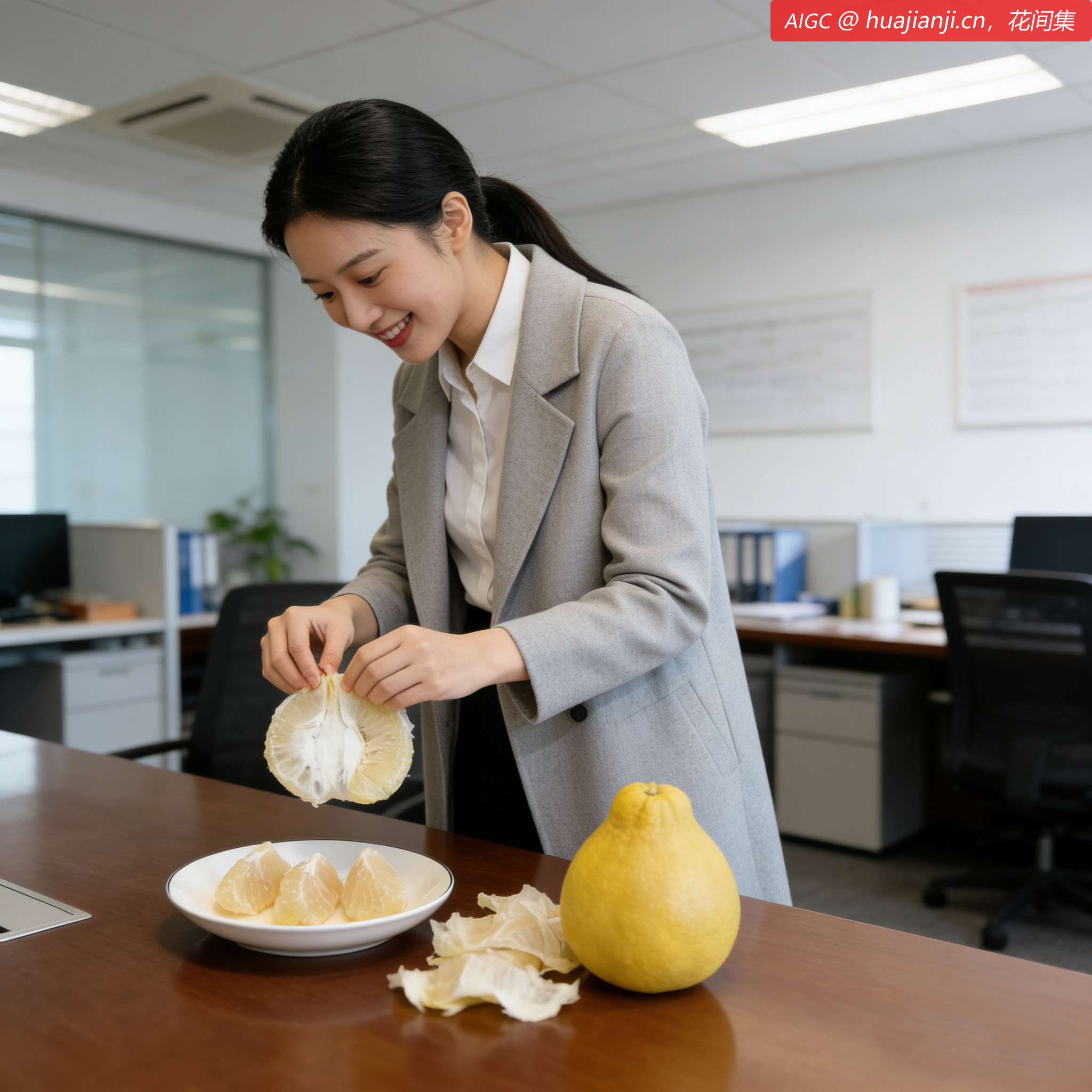 容县沙田柚果肉脆嫩清甜，汁多蜜味