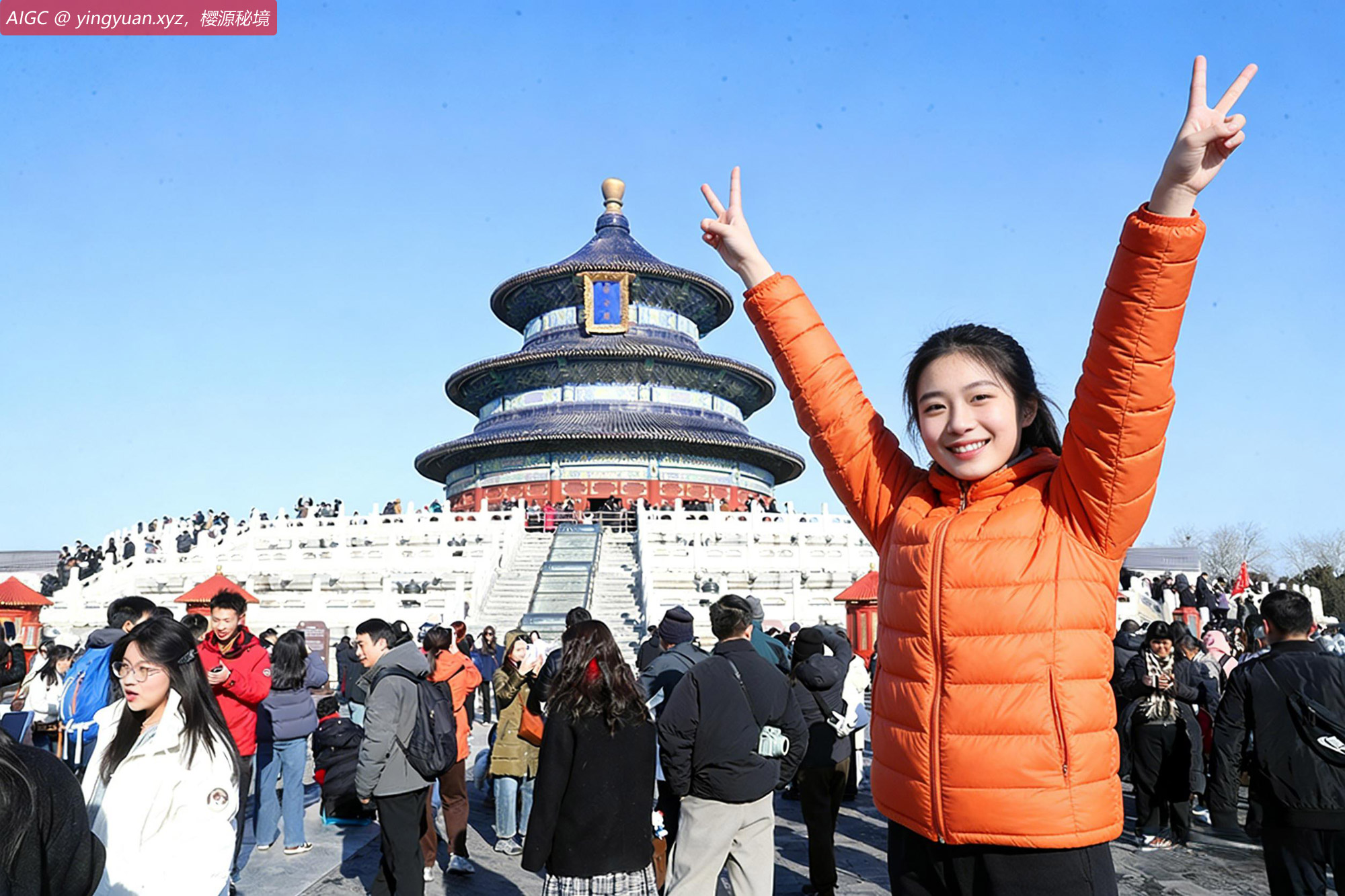 北京天坛公园，市民、游客在雪后初晴的周末前来游览