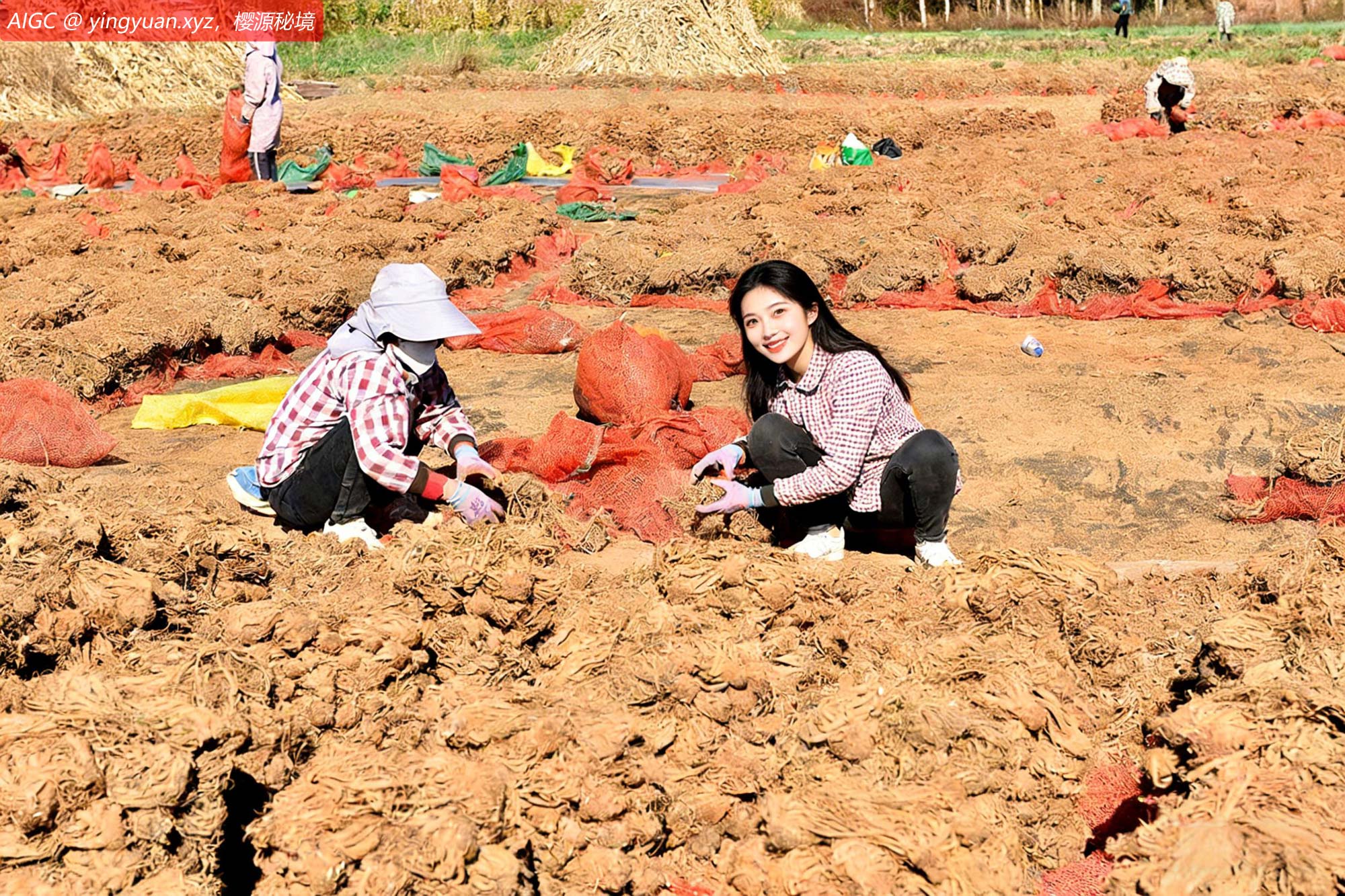 云南省大理州杨二官村村民正在晾晒中药材当归