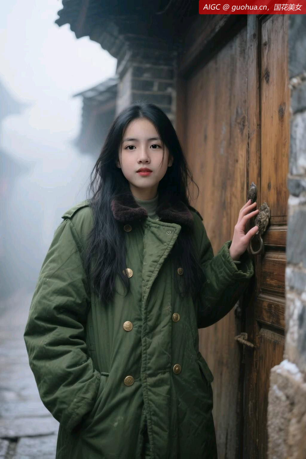  黄姚古镇晨曦中，若曦怀旧军装展芳华