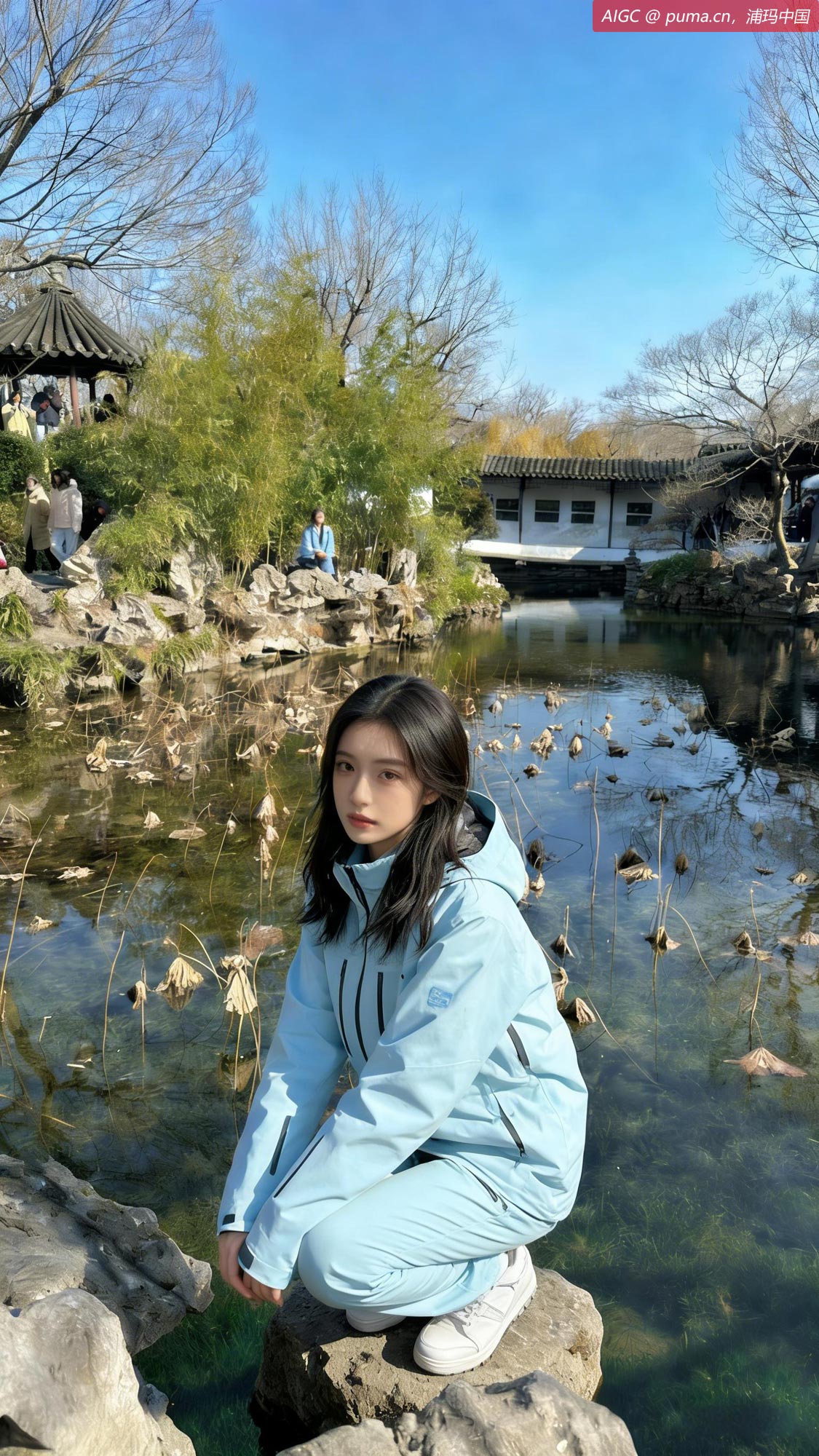 苏州拙政园。冬水澄澈见底，残荷零落