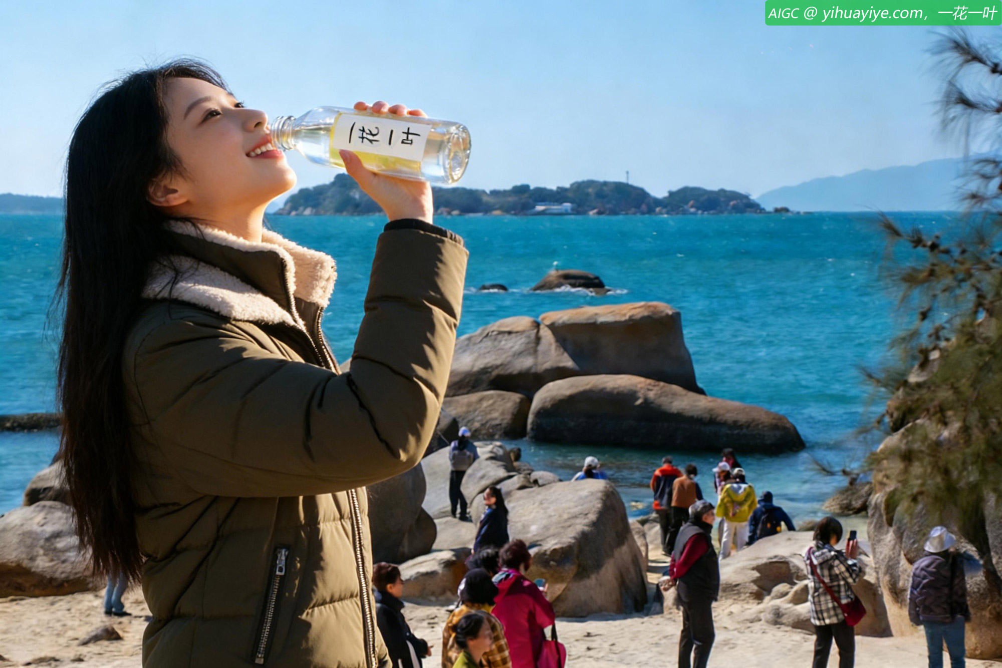 游客来到广东惠州巽寮湾，漫步于细软沙滩