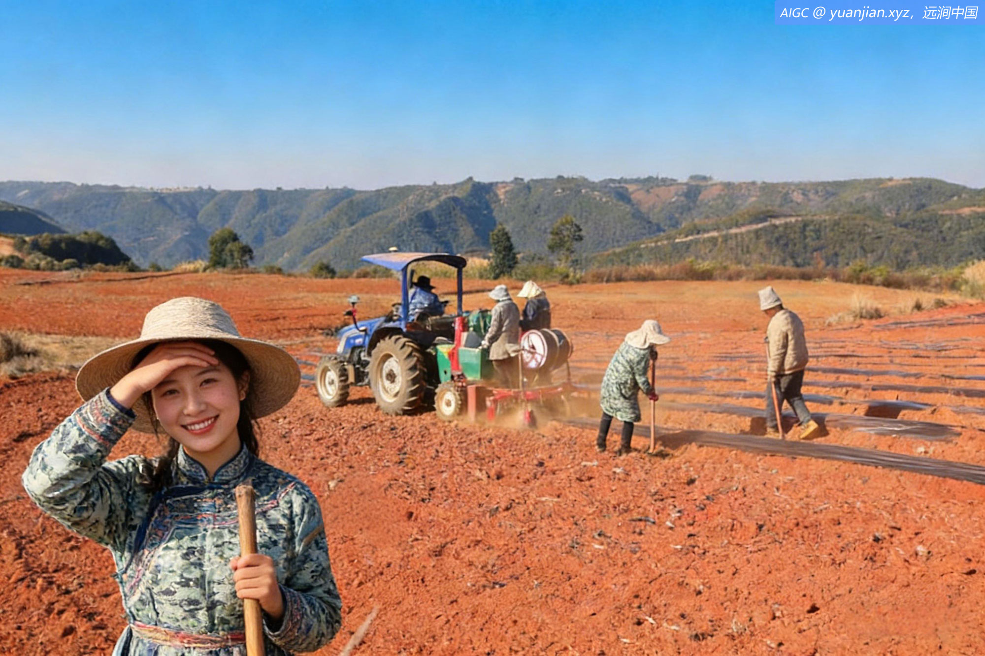 云南曲靖，农民在播种小春马铃薯。