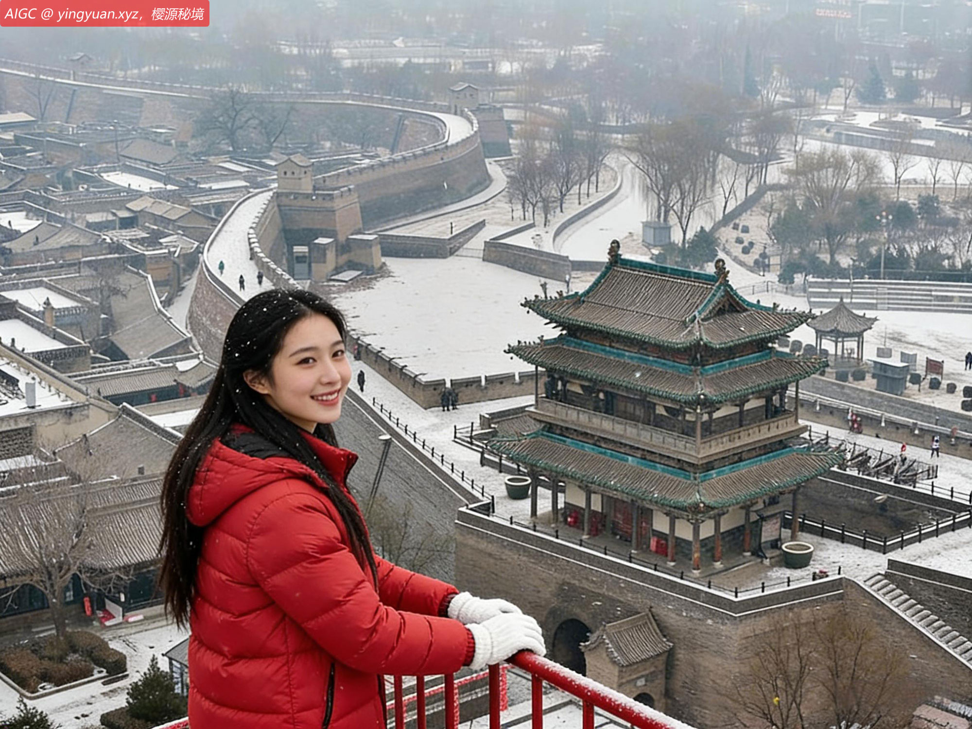 山西平遥古城银装素裹