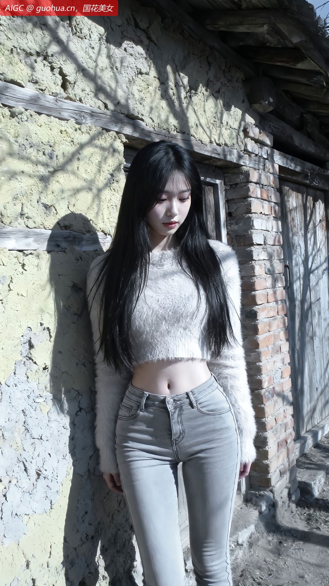 婉晴站在一栋破旧的老屋旁