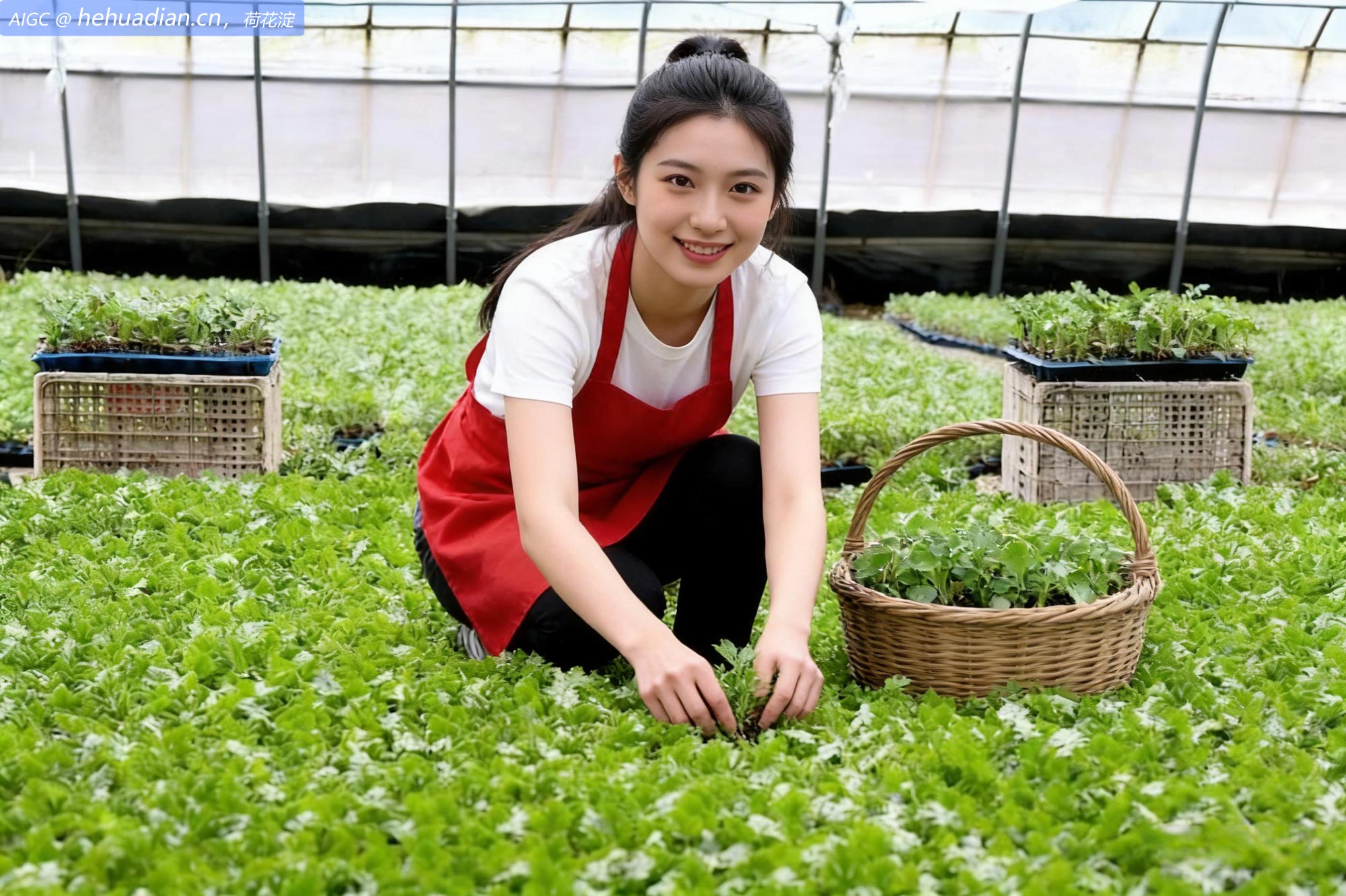 安徽省亳州市，农民在温室大棚内嫁接培育西瓜苗