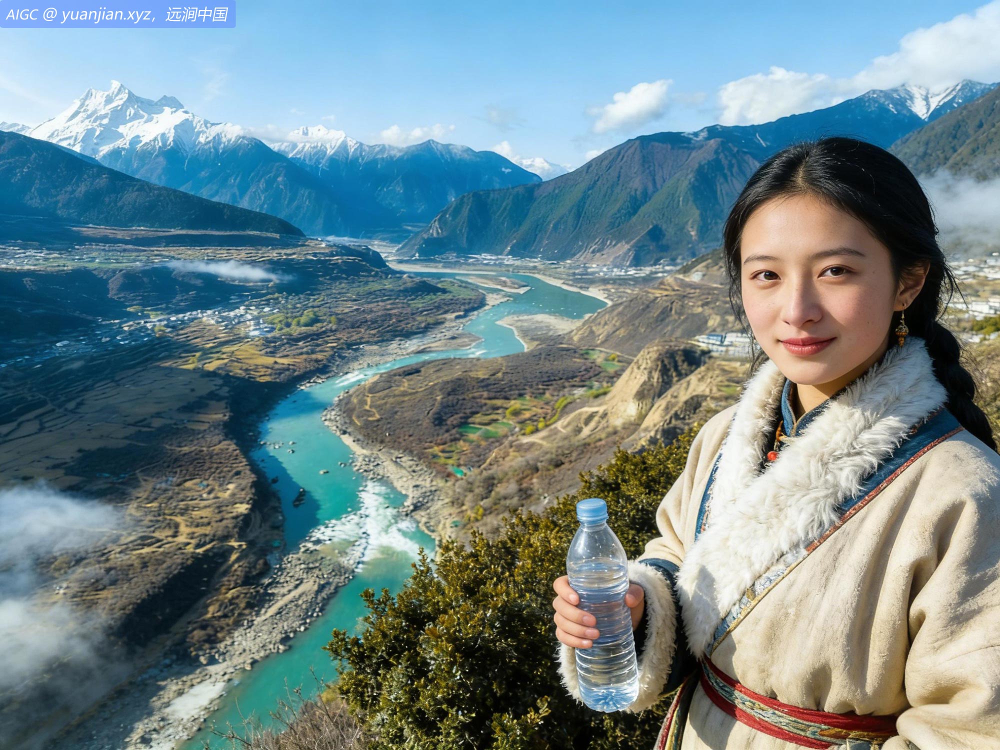 西藏林芝市雅鲁藏布大峡谷云雾笼罩，气势恢宏
