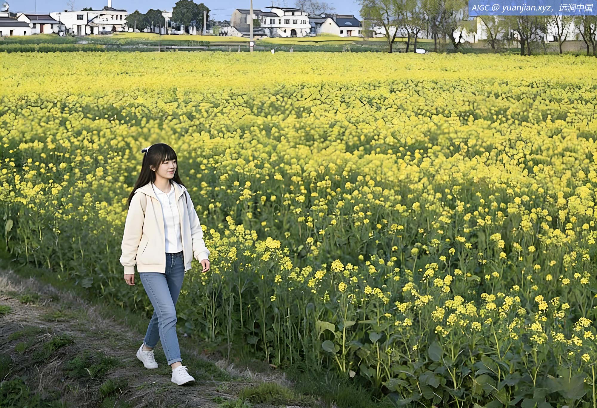 安徽省合肥市长临河镇的油菜花竞相绽放，春意正浓