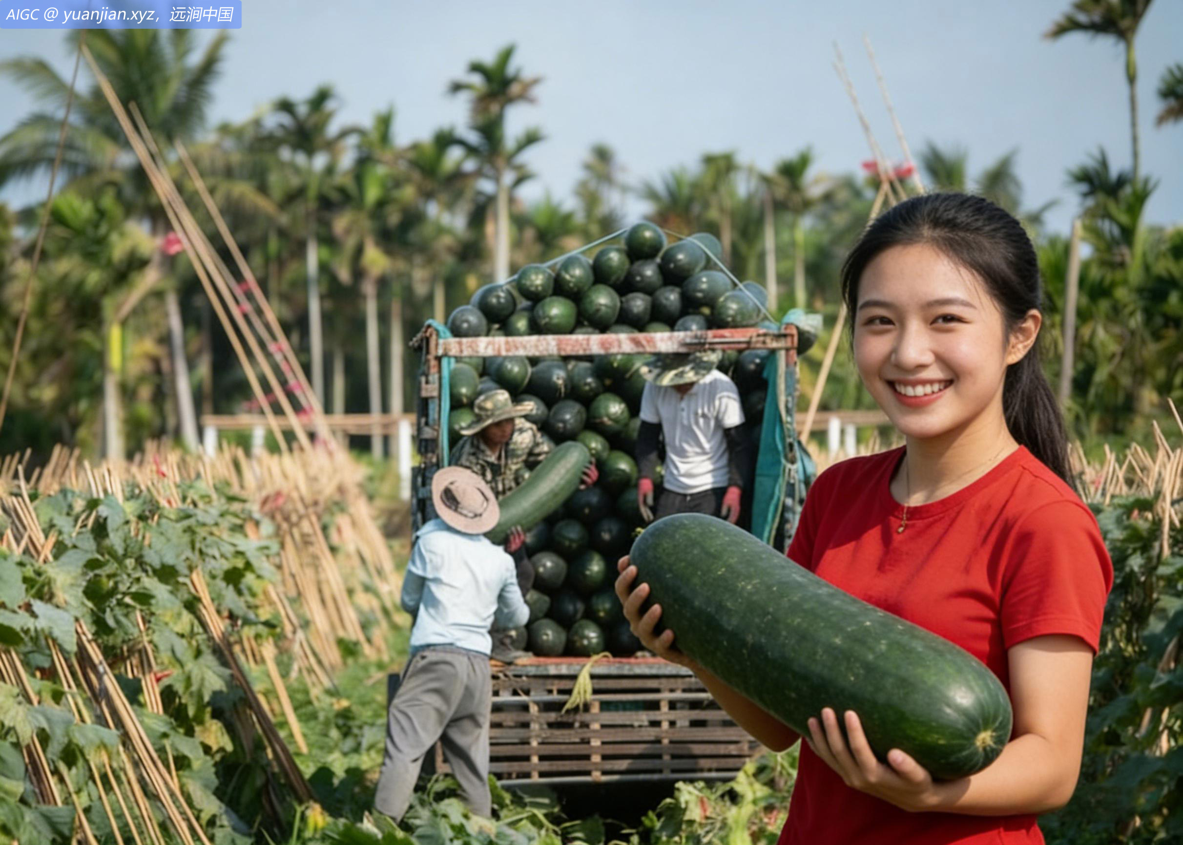春天伊始就是丰收季节，采收姑娘喜笑颜开。