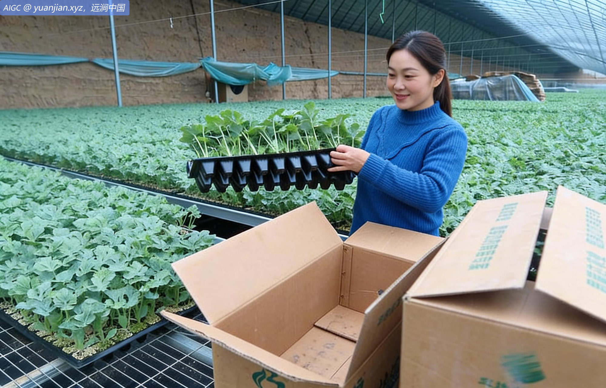 河南三门峡灵宝市，农户抢抓农时培育蔬菜、瓜果秧苗