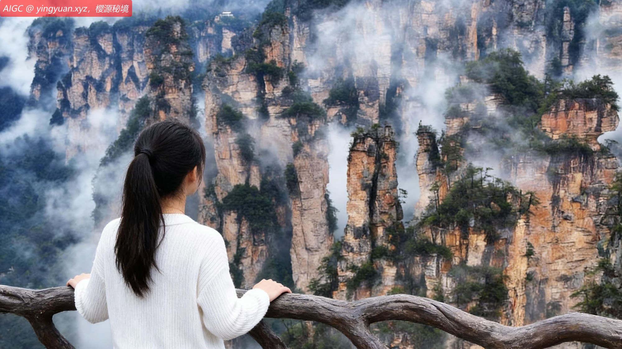 张家界国家森林公园，春雨停歇，云海壮阔