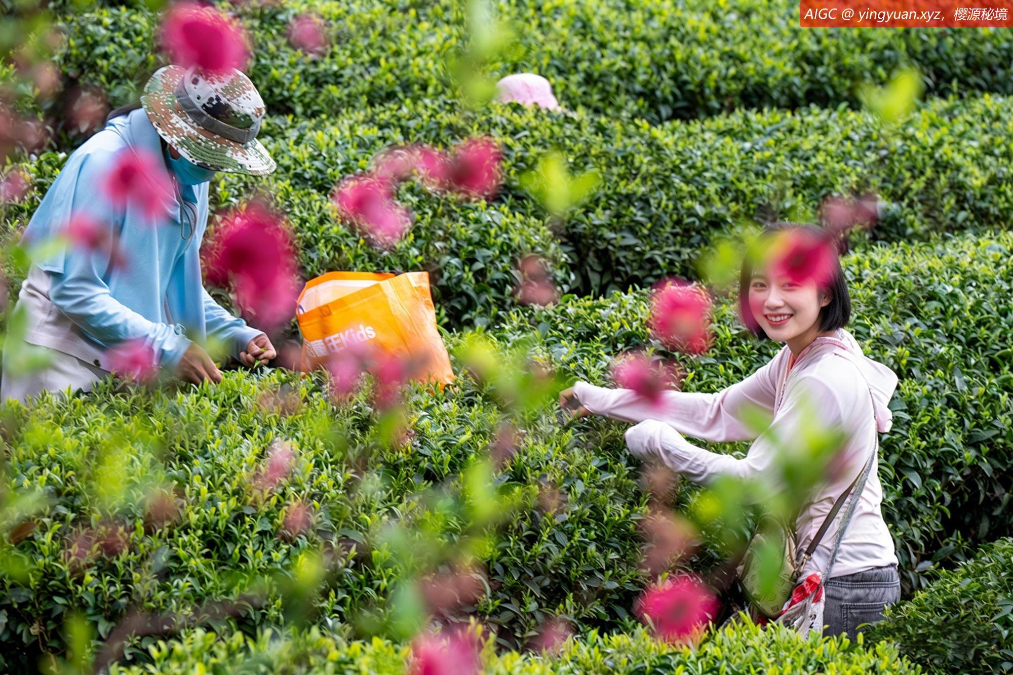 广西贺州昭平县花六茶园，樱源春茶开始采摘。
