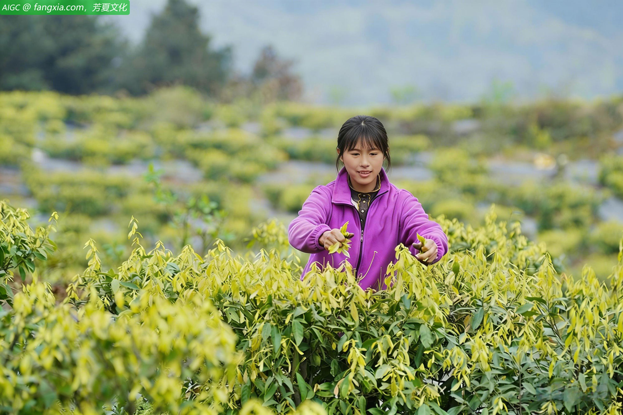 重庆北碚区天府镇文星村的缙云甜茶进入采摘期
