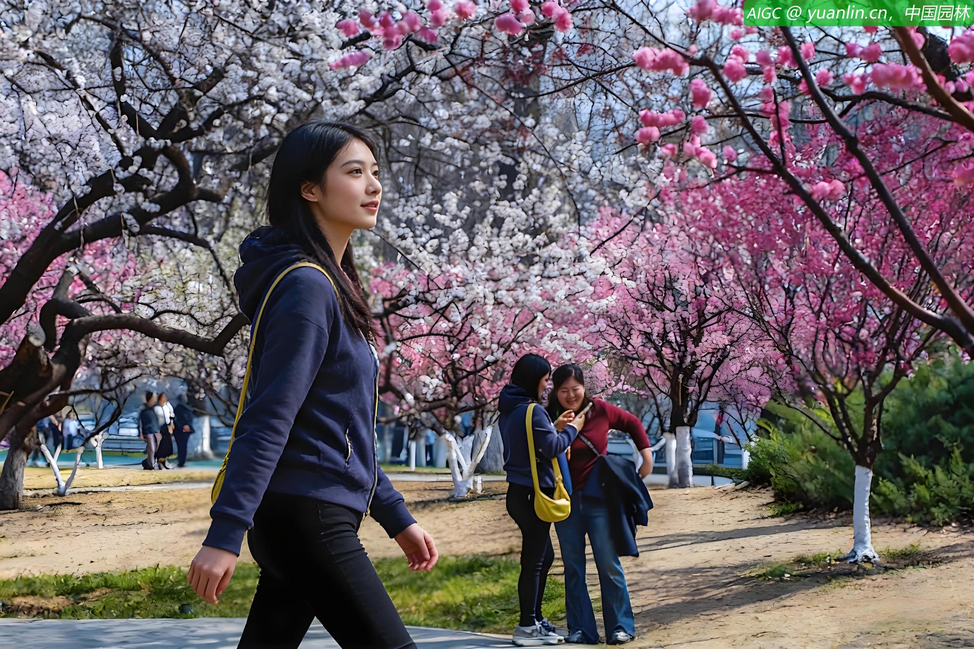 北京明城墙遗址公园春意正浓，繁花似锦