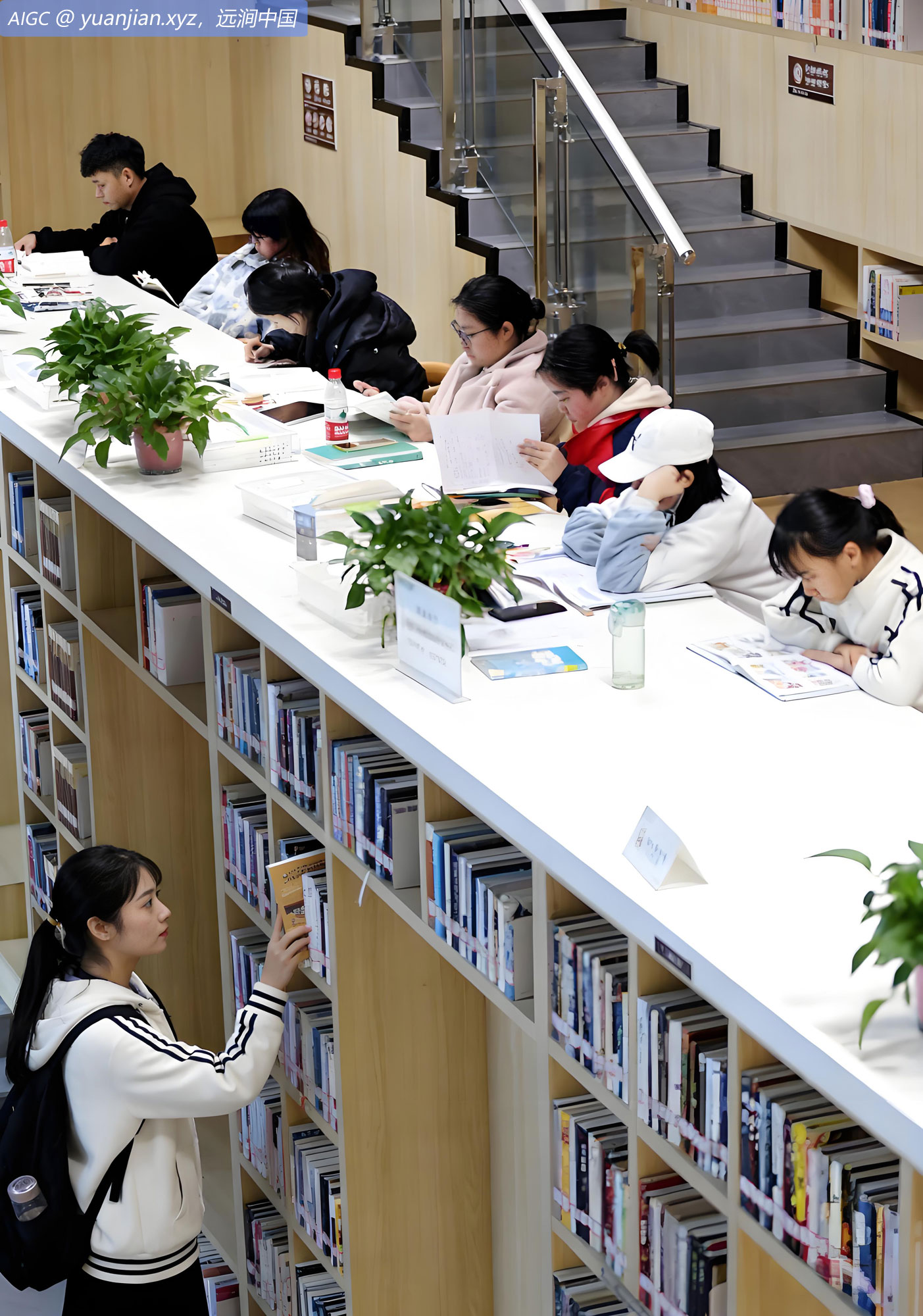 四川省乐山市市中区图书馆，市民正在阅读书籍