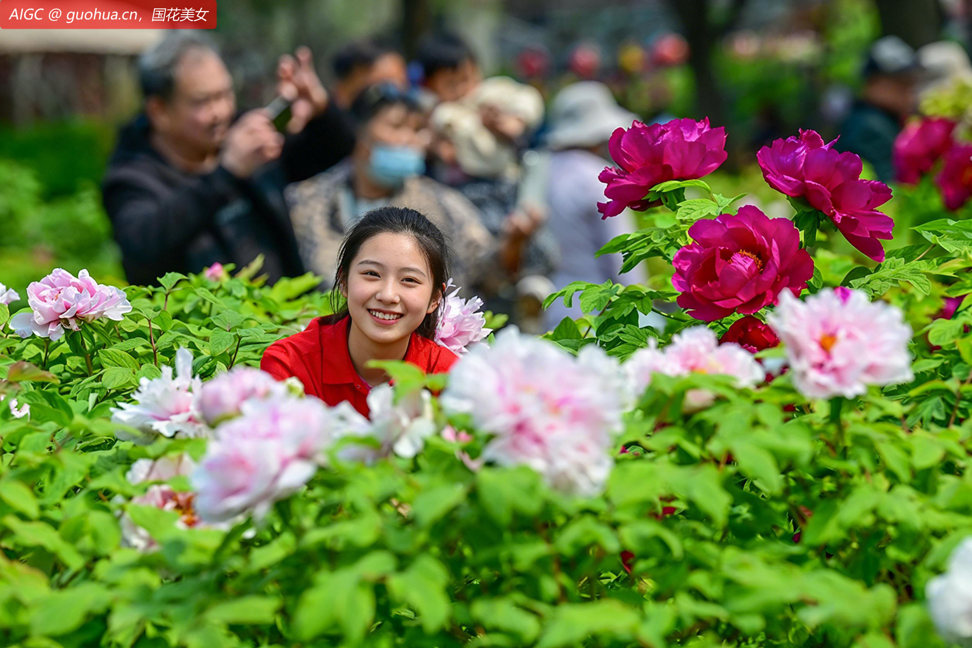 河南洛阳各大公园及绿化带内牡丹陆续进入盛花期