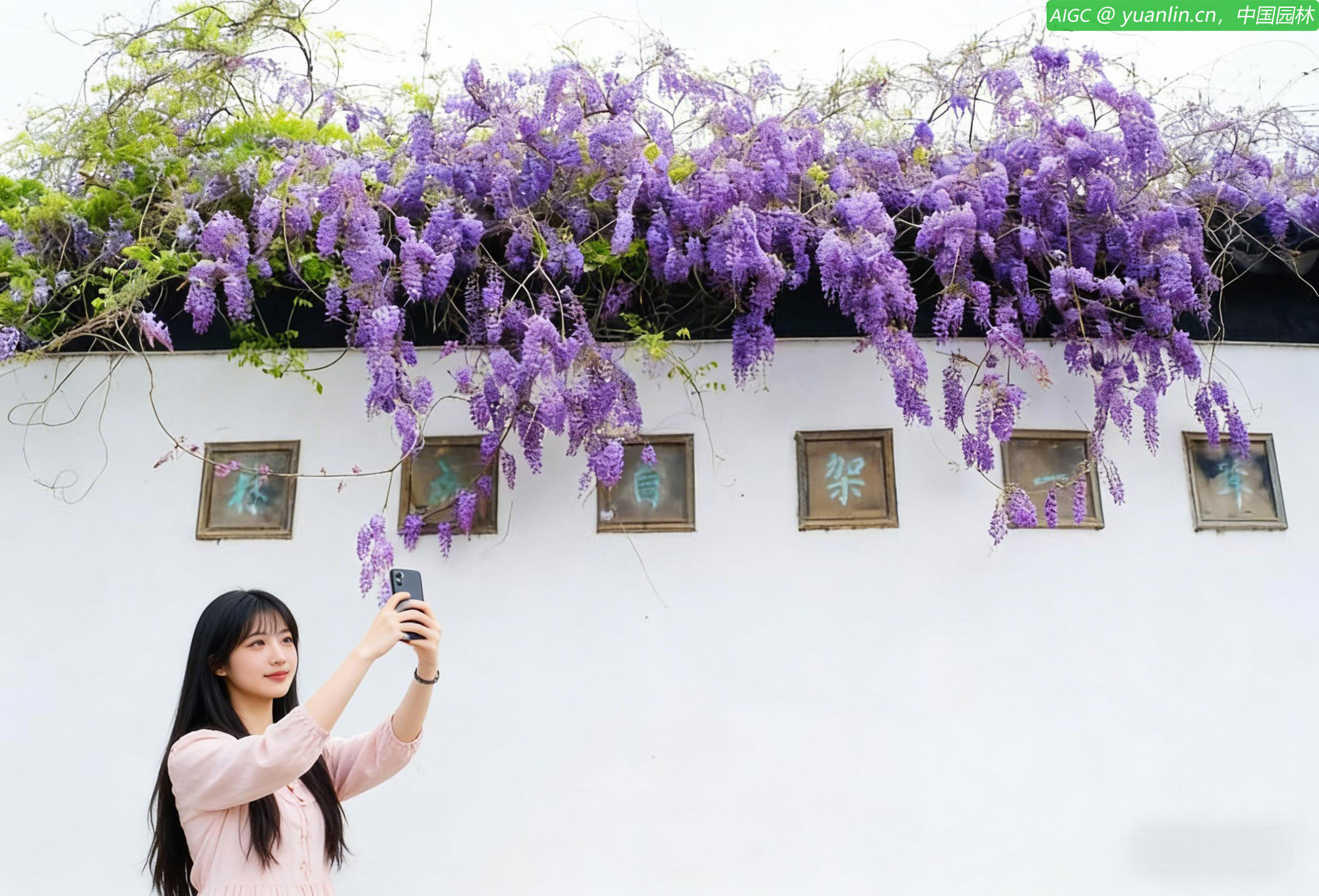 苏州博物馆忠王府，500年的紫藤满枝花蕾如瀑布一般