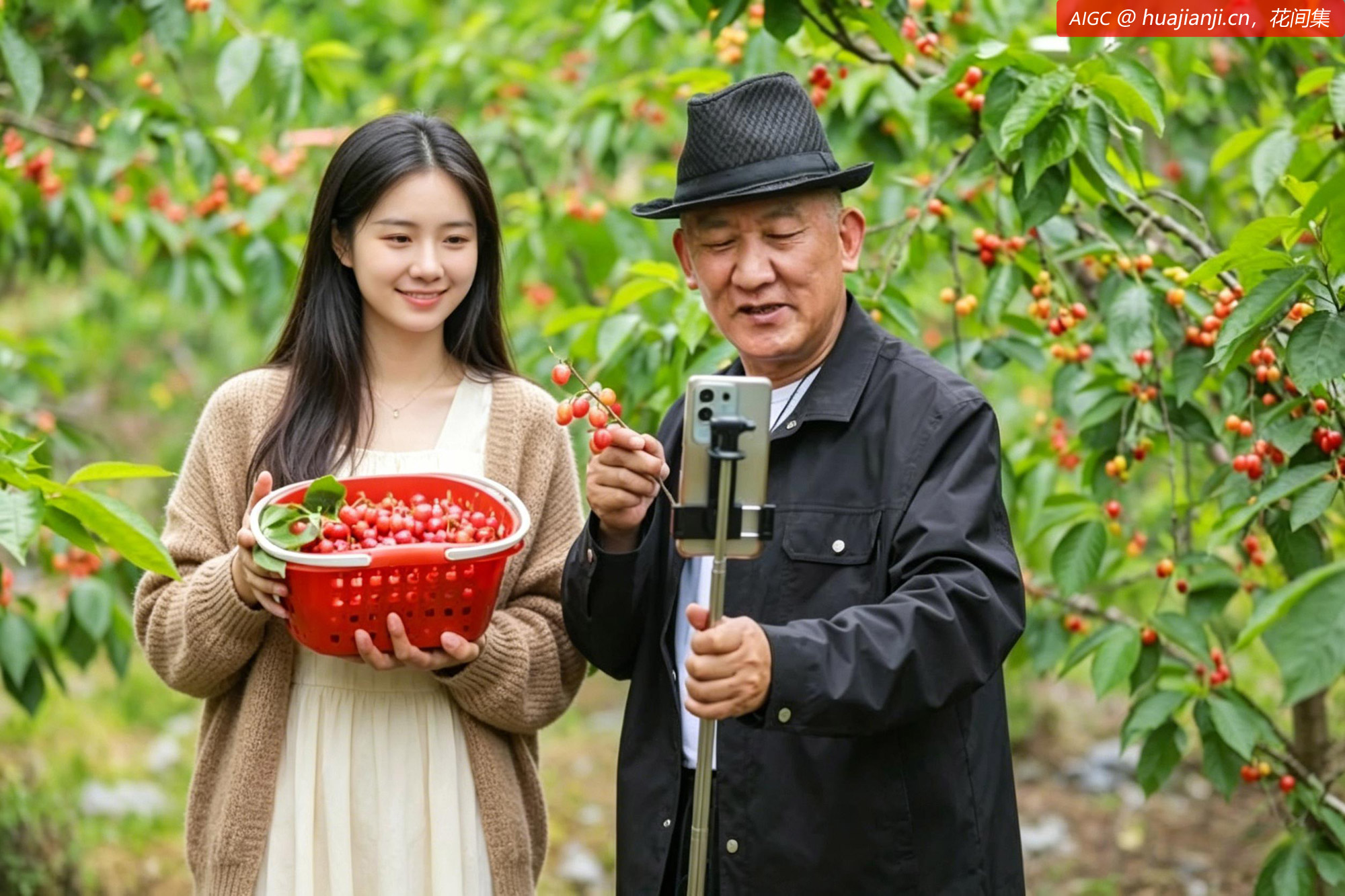 贵州省黔西市北海村，主播在帮助村民推广销售樱桃。
