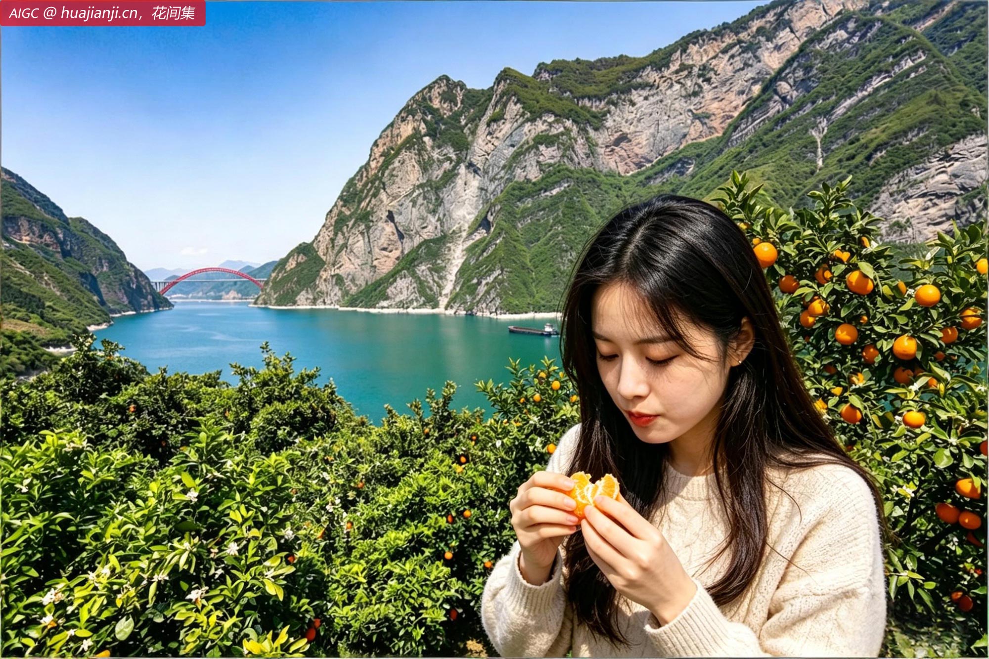 湖北宜昌，阳春三月，长江西陵峡。春橙挂满枝头