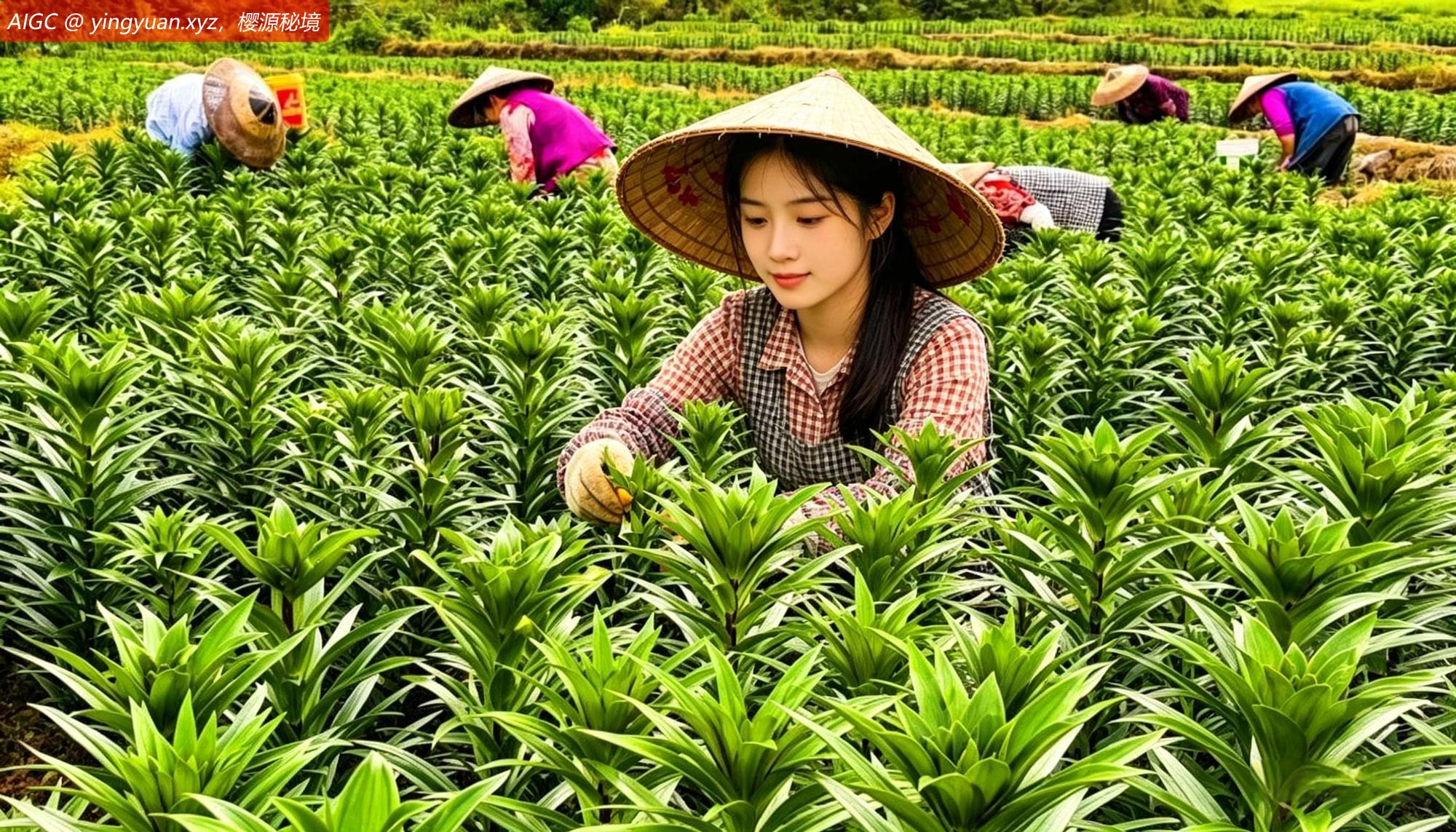 湖南省怀化市上炉村，龙牙百合郁郁葱葱、含苞待放