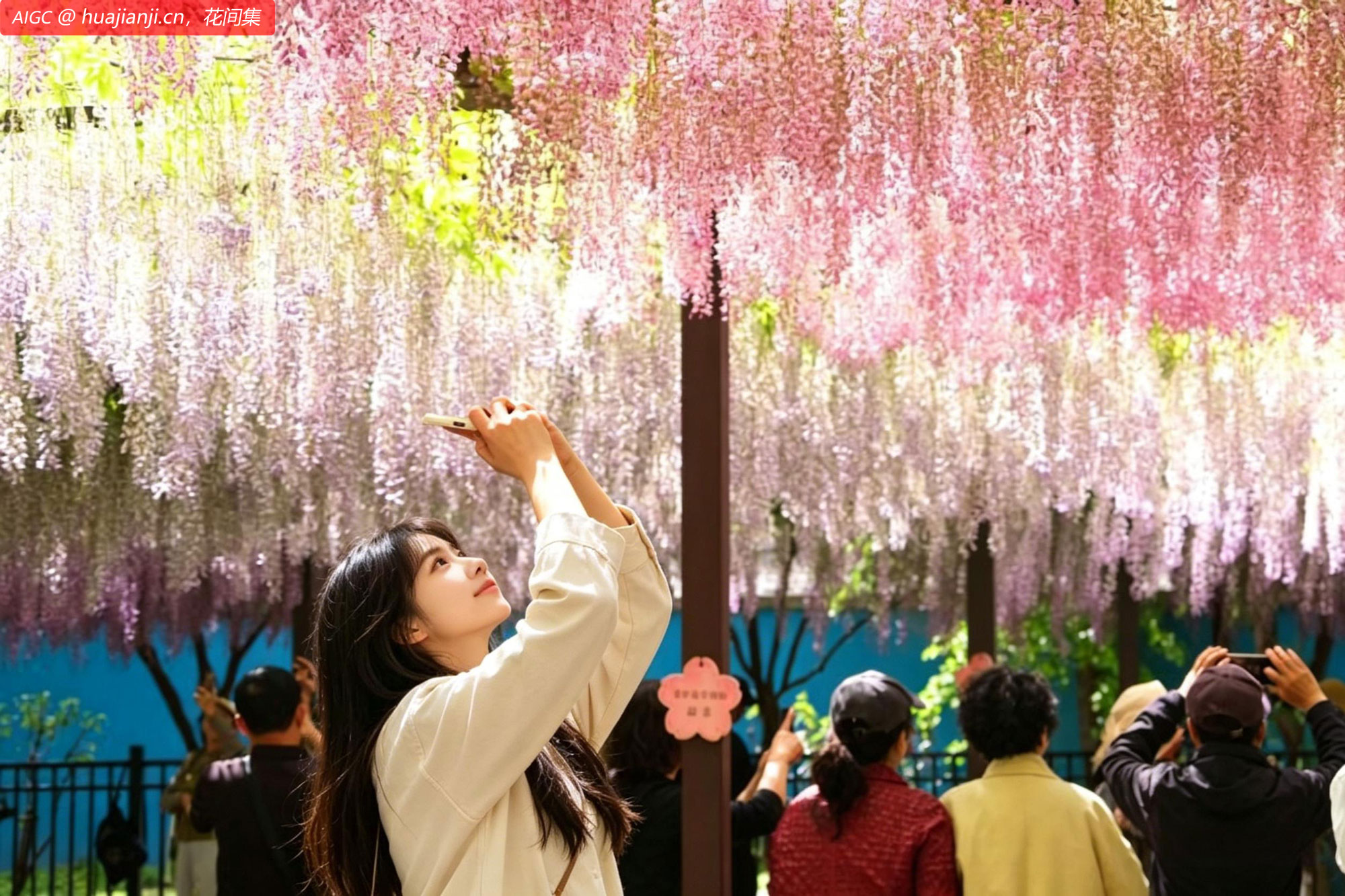 市民和游客在北京玉渊潭公园游玩。