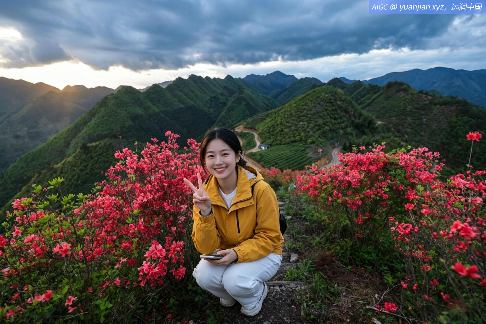 浙江省杭州市淳安县金陵村，高山野生杜鹃热烈绽放