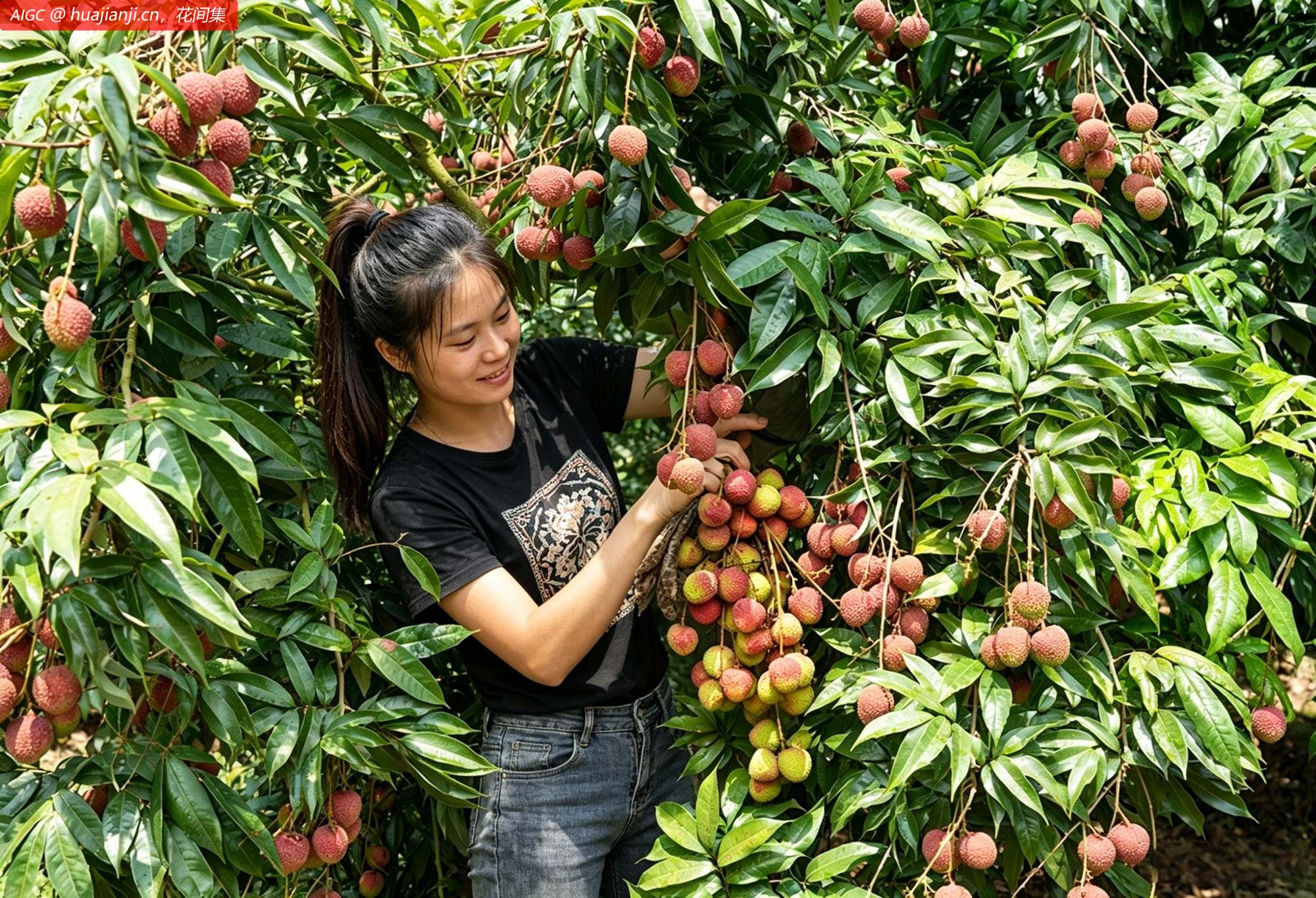广西钦州灵山县荔枝陆续成熟，果农抢抓农时采摘