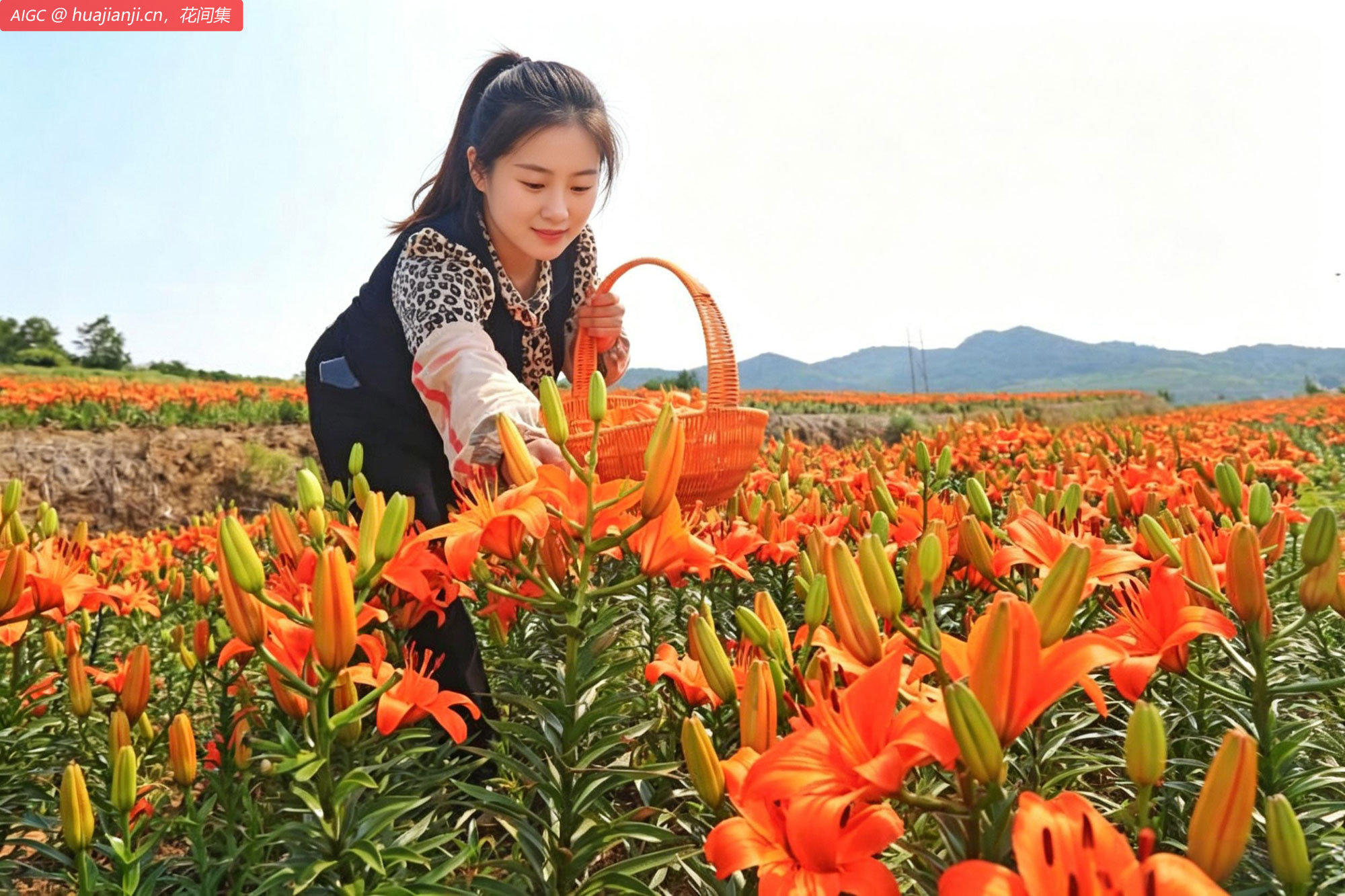 山东省荣成市虎山镇东庄村，花农们采摘百合花